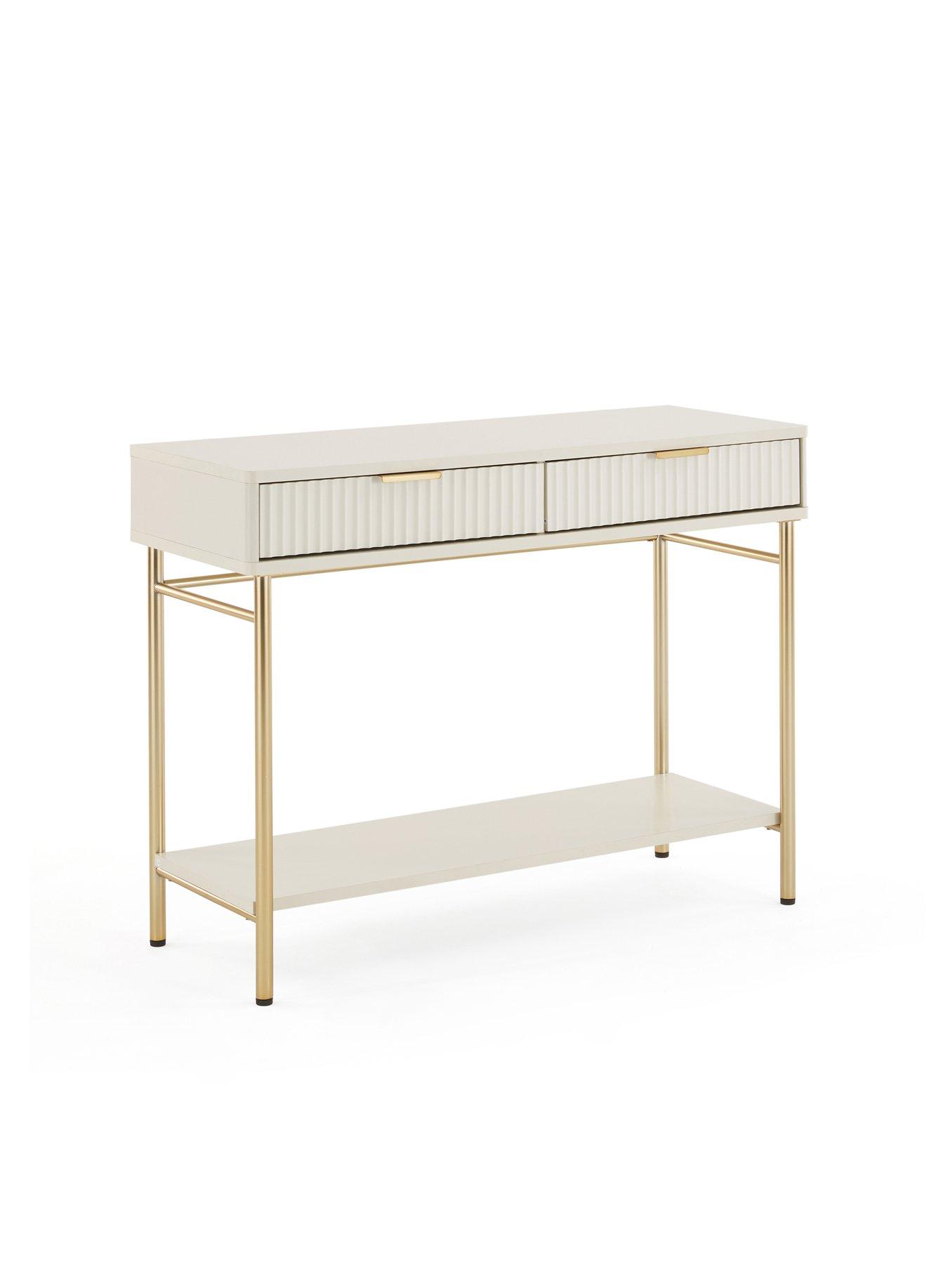 Image 3 of 7 of The Very Collection Cora Console Table - Ivory/Brass