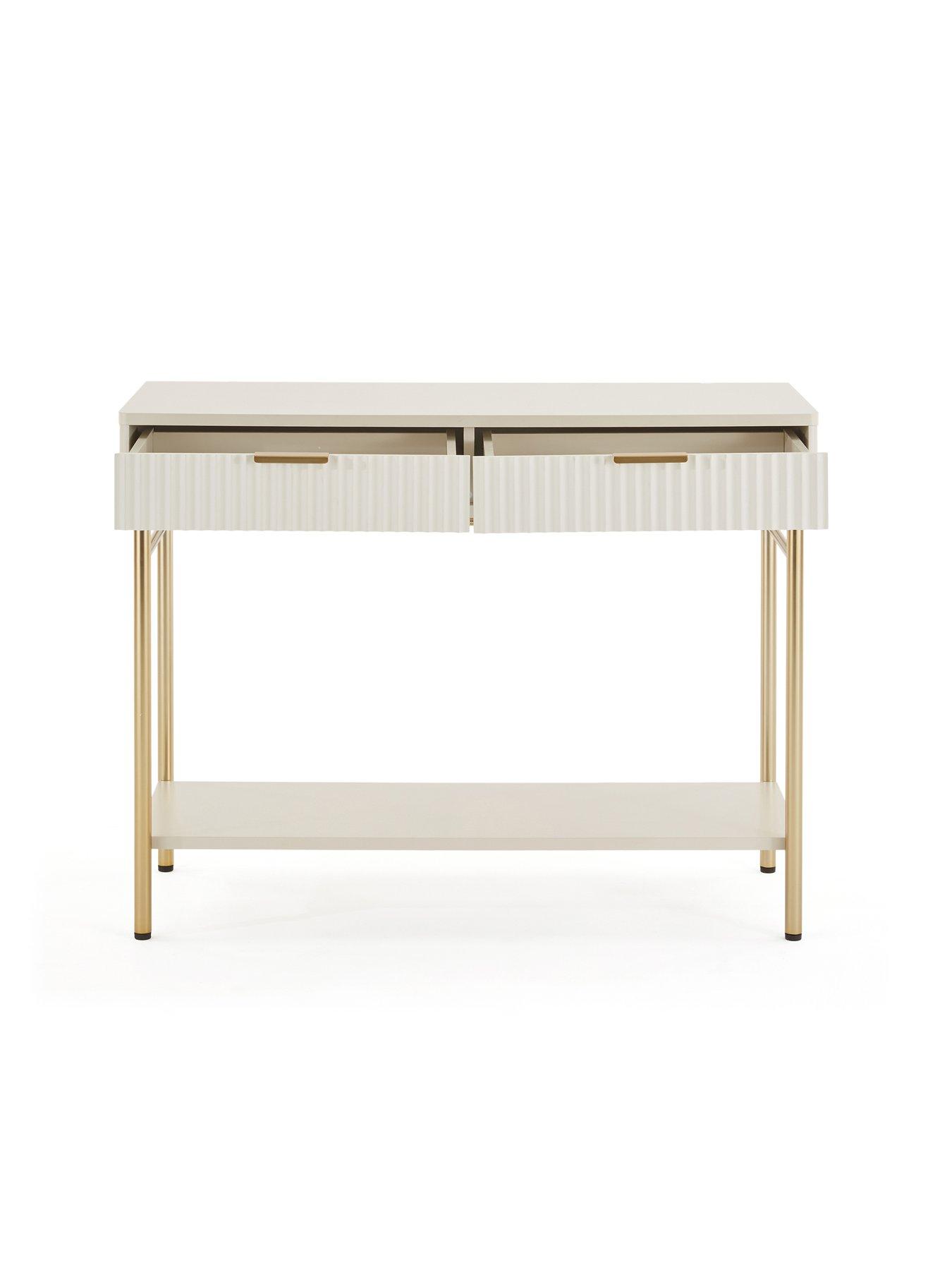 Image 4 of 7 of The Very Collection Cora Console Table - Ivory/Brass