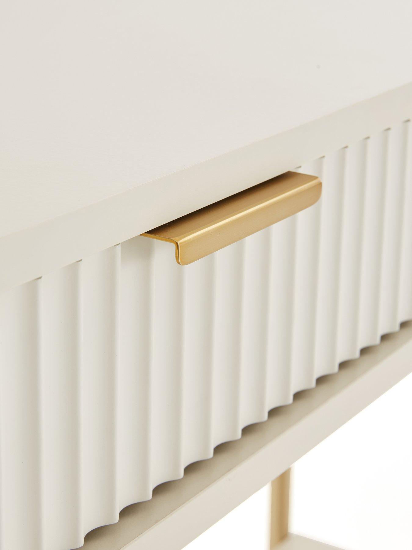 Image 6 of 7 of The Very Collection Cora Console Table - Ivory/Brass