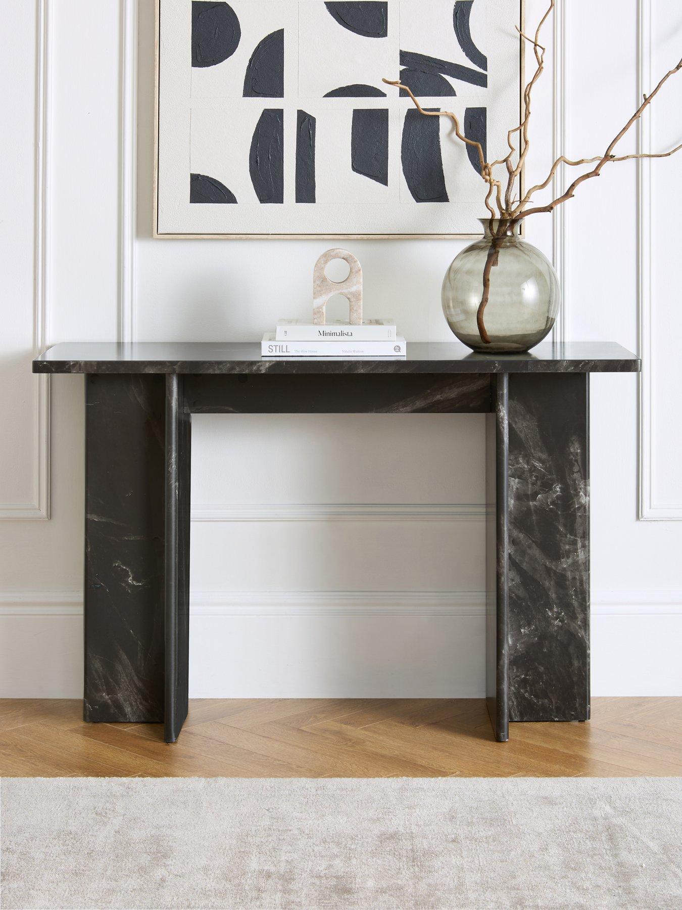 undefined Bloc Stone Effect Console Table - Charcoal - FSC® Certified