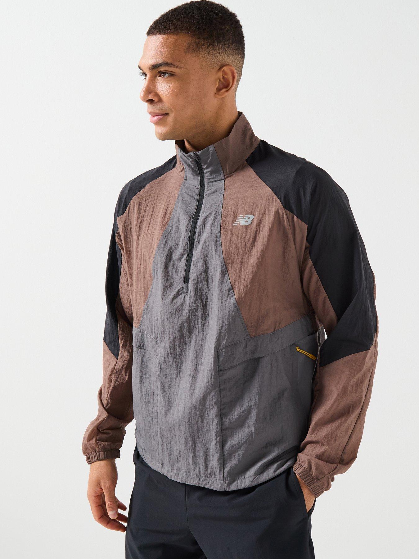 New Balance Mens Running Water Resistant Jacket Brown Very