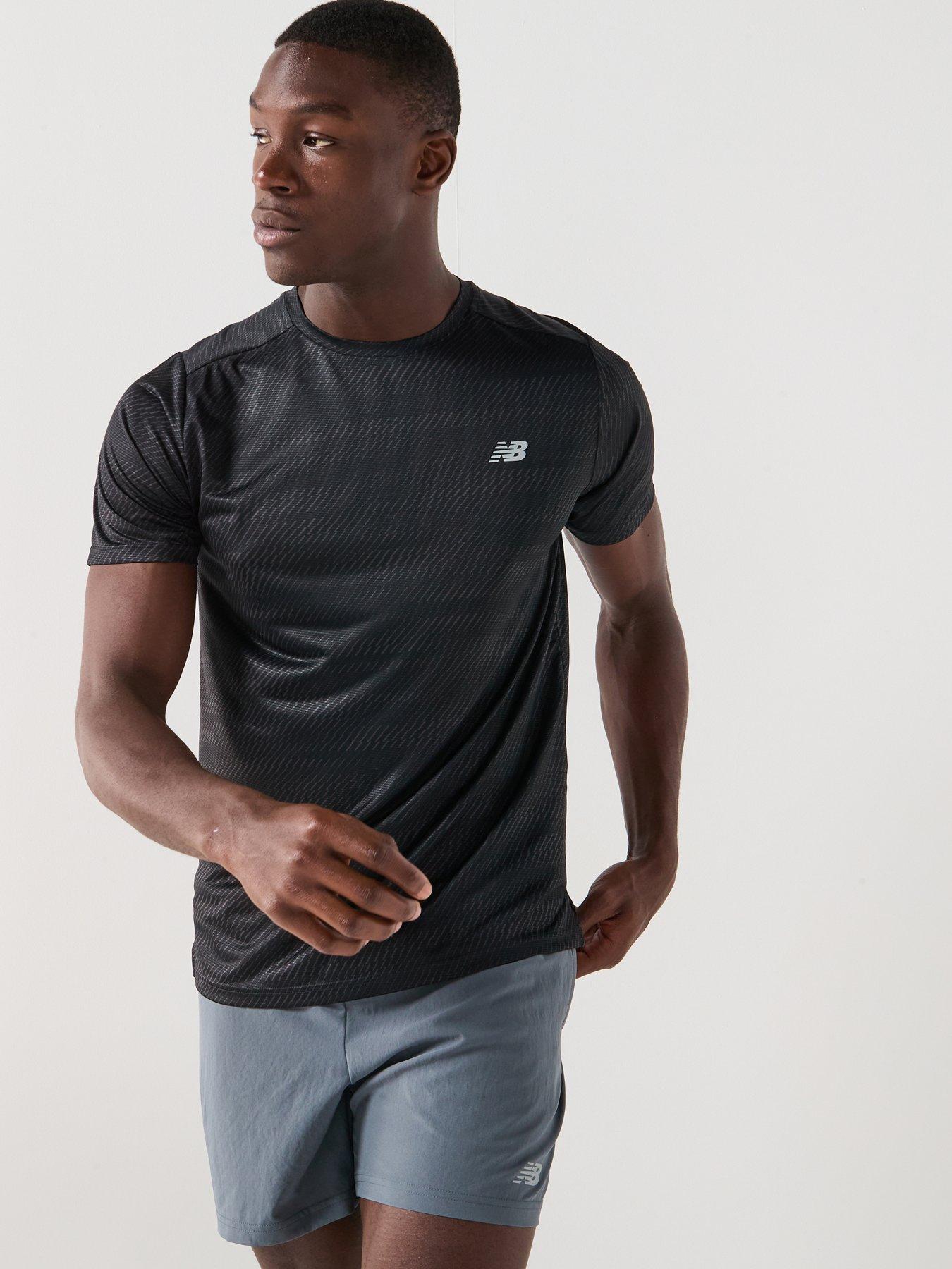 undefined Mens Running Essential Printed T-shirt - Black