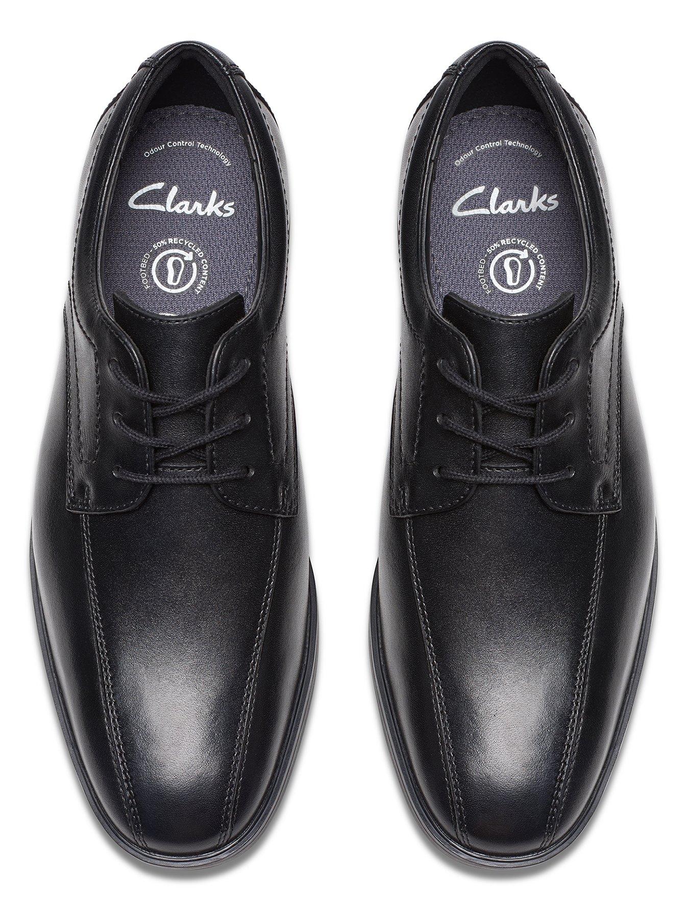 Clarks Youth Jonwin Loop Leather Shoe - Black | Very