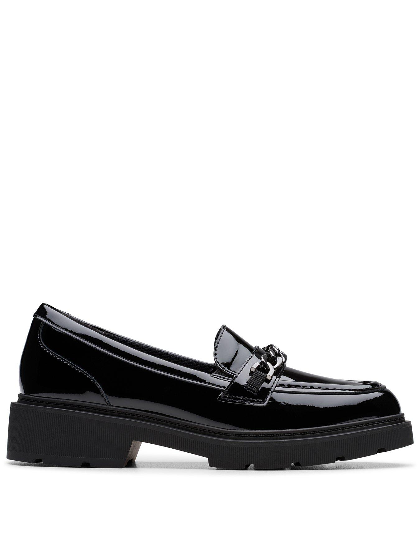 Clarks Youth Eris Edge Patent Leather Loafer, Black, Size 3.5 Older