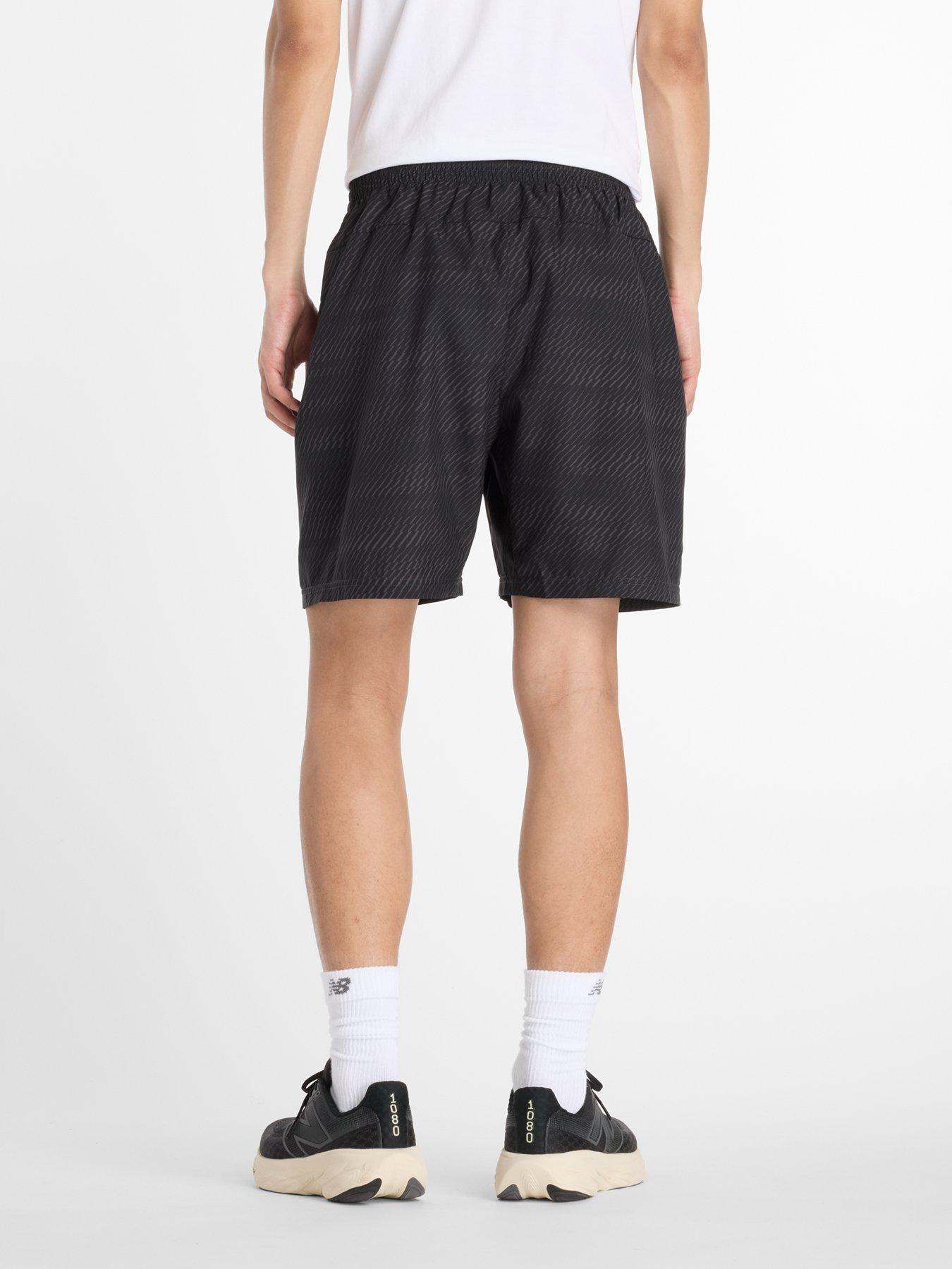 Image 2 of 6 of New Balance Mens Running Essentials Printed 7-Inch Shorts - Black