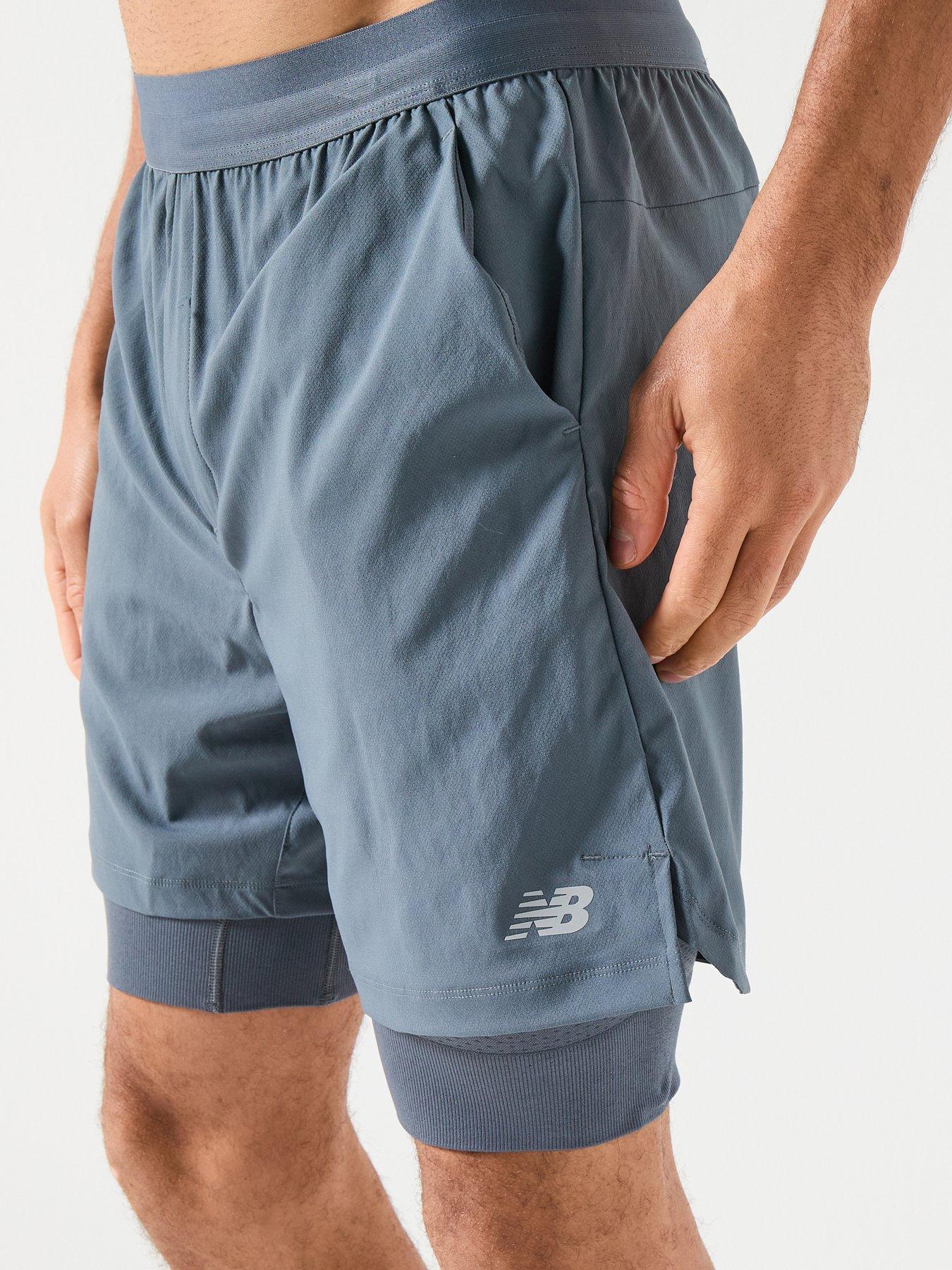 Image 4 of 6 of New Balance Mens Training Ac Lined 7Inch Shorts - Grey