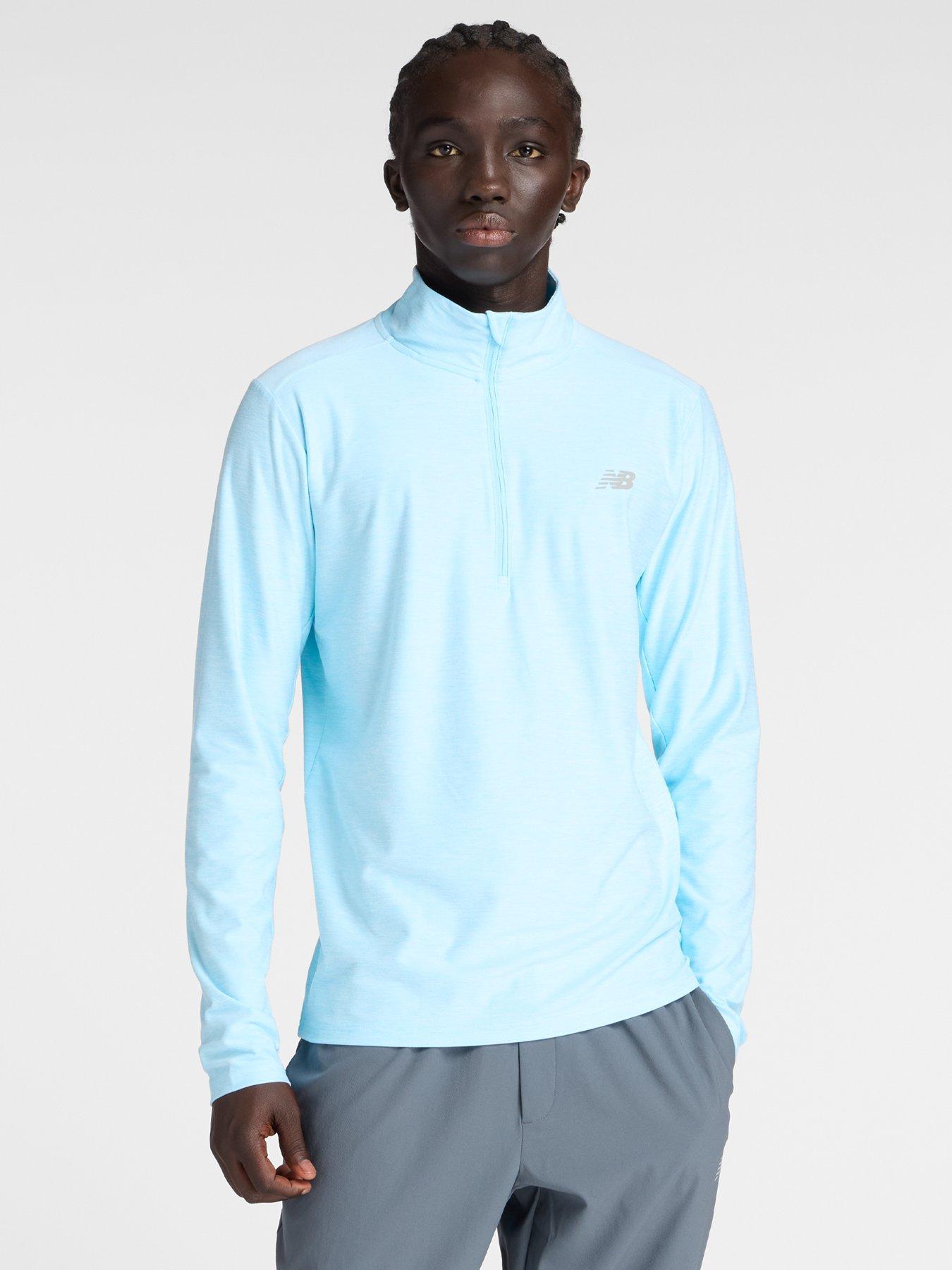 Image 1 of 6 of New Balance Mens Running Essential Reflective Space Dye 1/4 Zip Top - Blue
