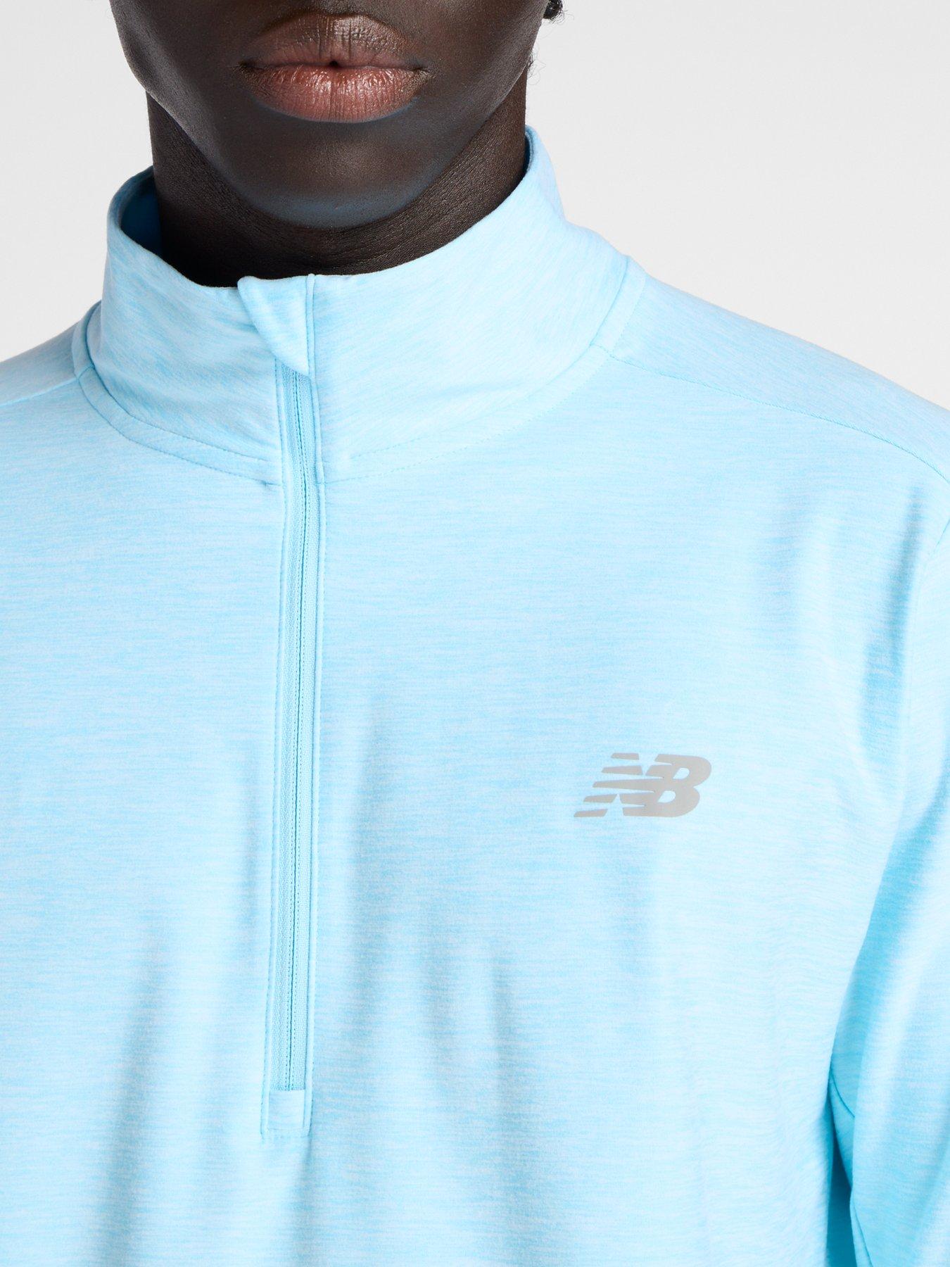 Image 4 of 6 of New Balance Mens Running Essential Reflective Space Dye 1/4 Zip Top - Blue
