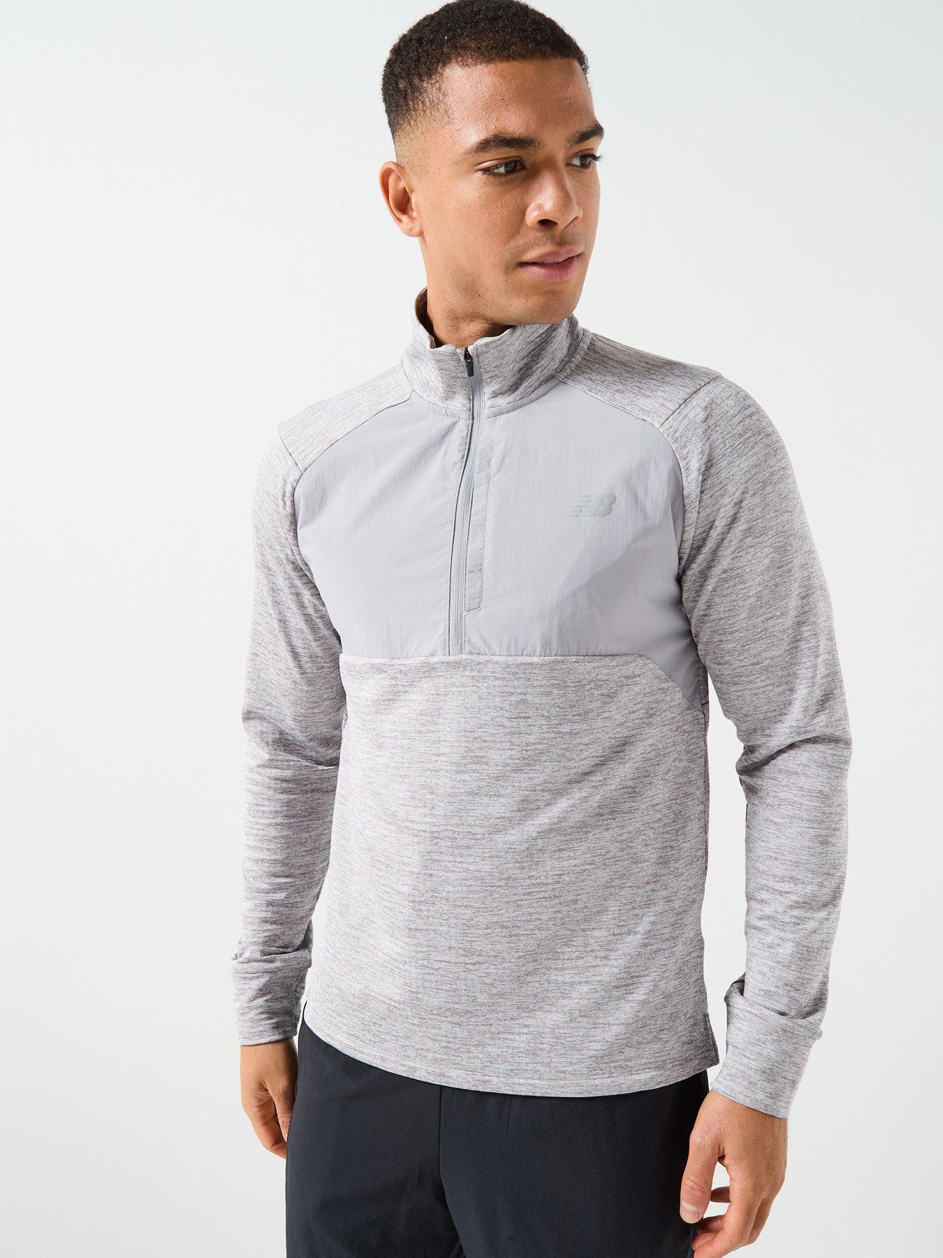 Image 1 of 4 of New Balance Mens Running Athletics Heat Grid 1/2 Zip Top - Grey