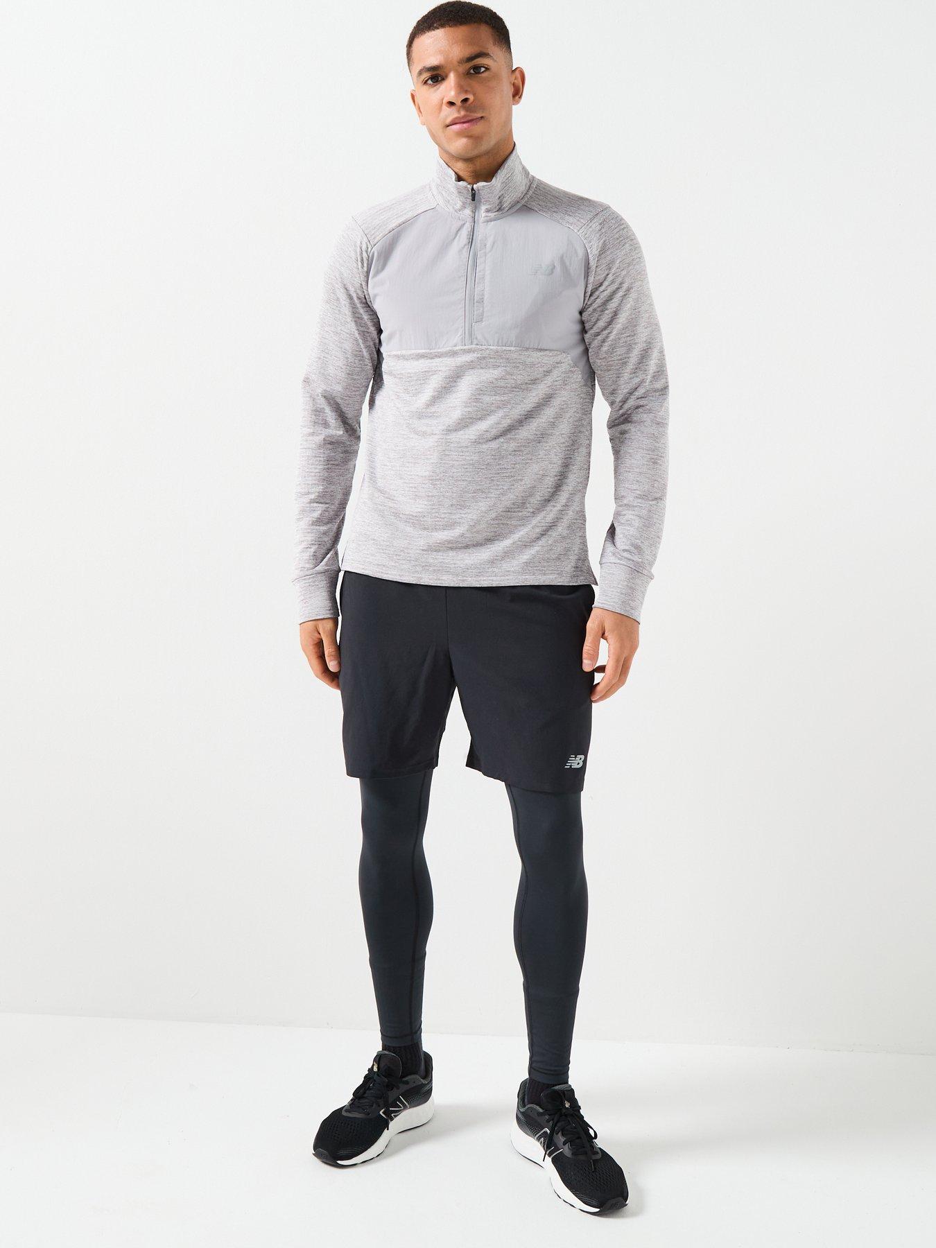 Image 3 of 4 of New Balance Mens Running Athletics Heat Grid 1/2 Zip Top - Grey