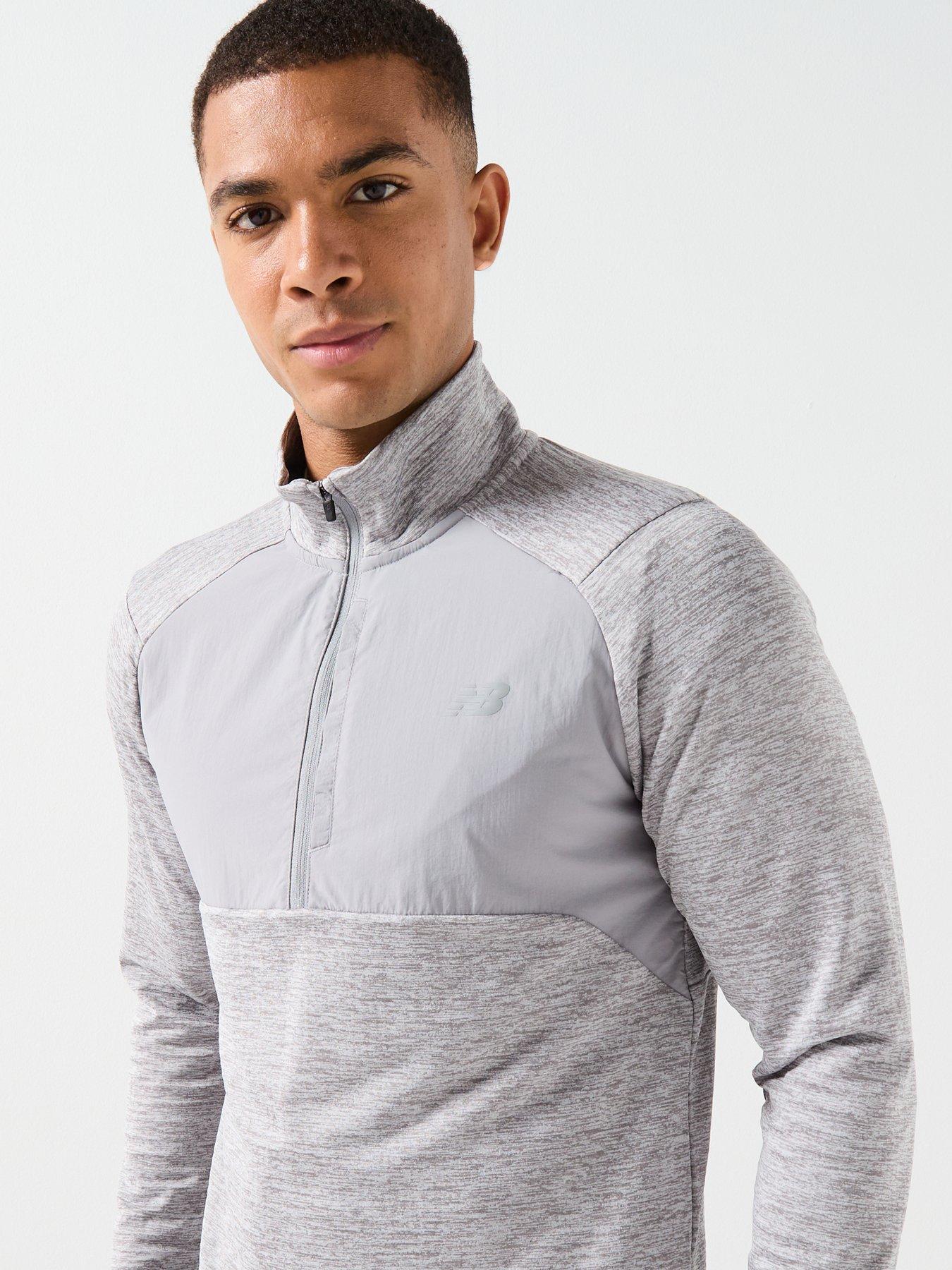 Image 4 of 4 of New Balance Mens Running Athletics Heat Grid 1/2 Zip Top - Grey