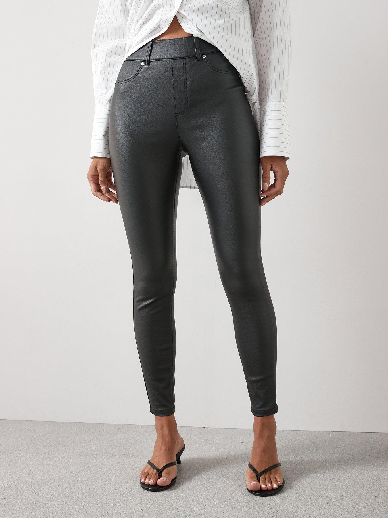 undefined Coated Denim Jeggings - Black