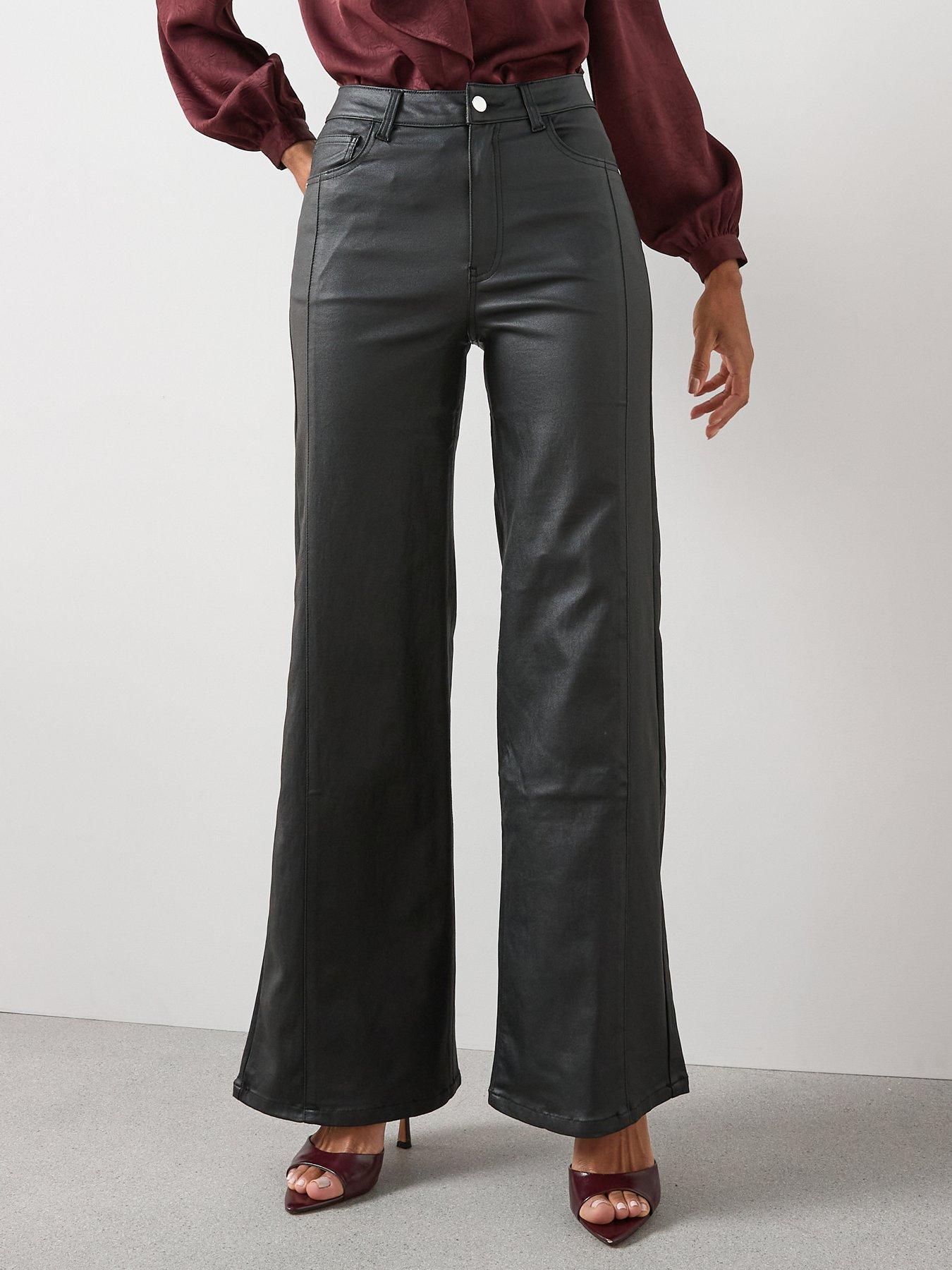 The Very Collection Coated Denim Wide Leg Jeans - Black