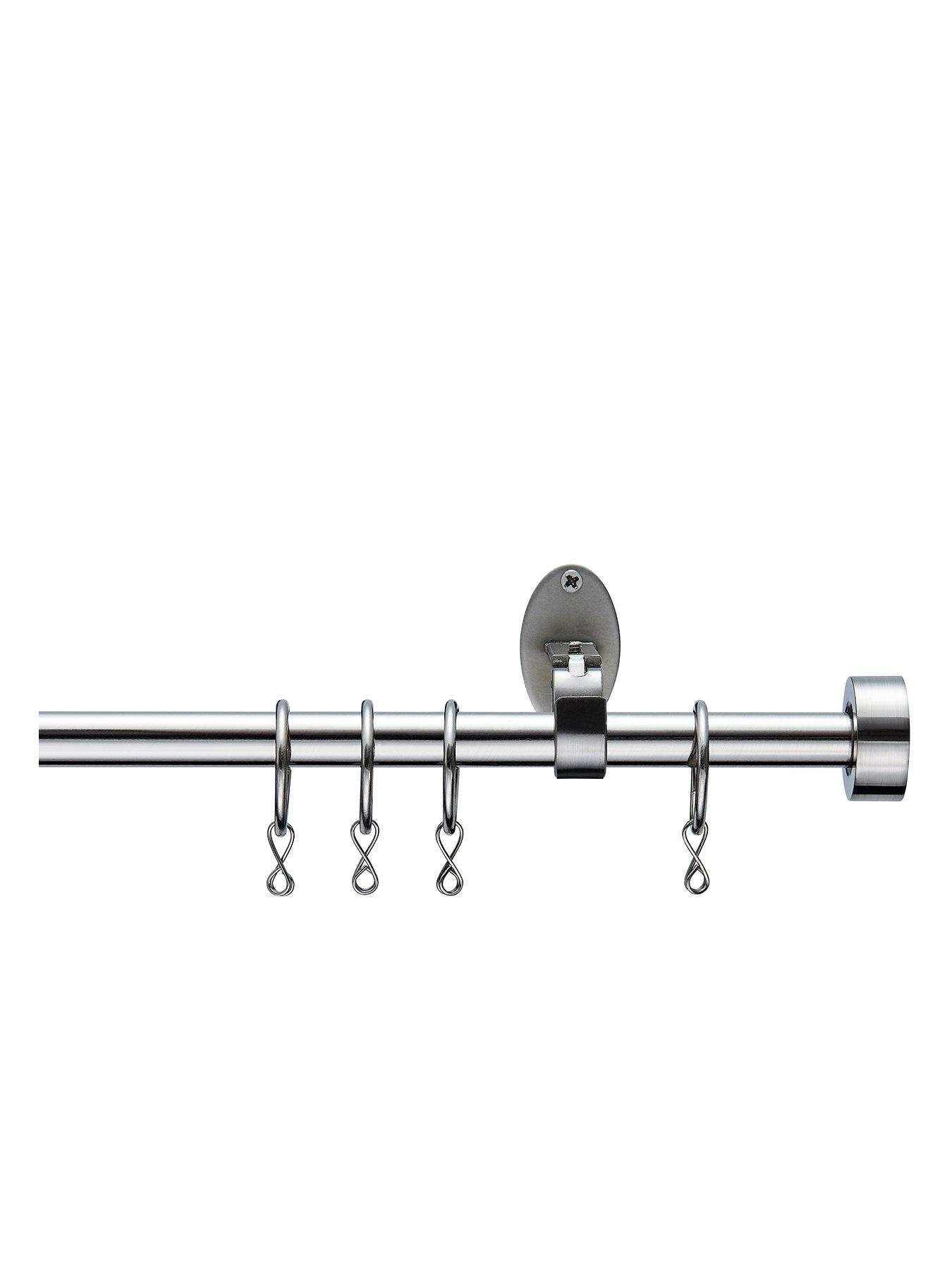 Very Home Stud End Finial Stainless Steel Extendable Curtain Pole