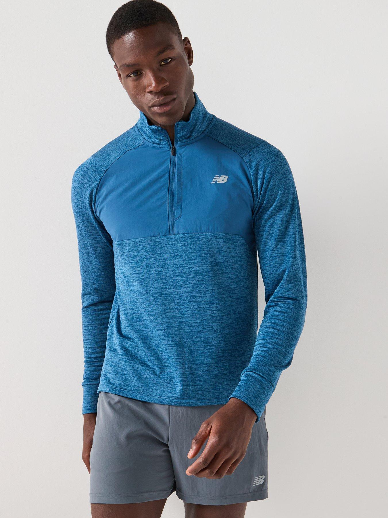 Image 1 of 5 of New Balance Mens Running Athletics Heat Grid 1/2 Zip Top - Blue