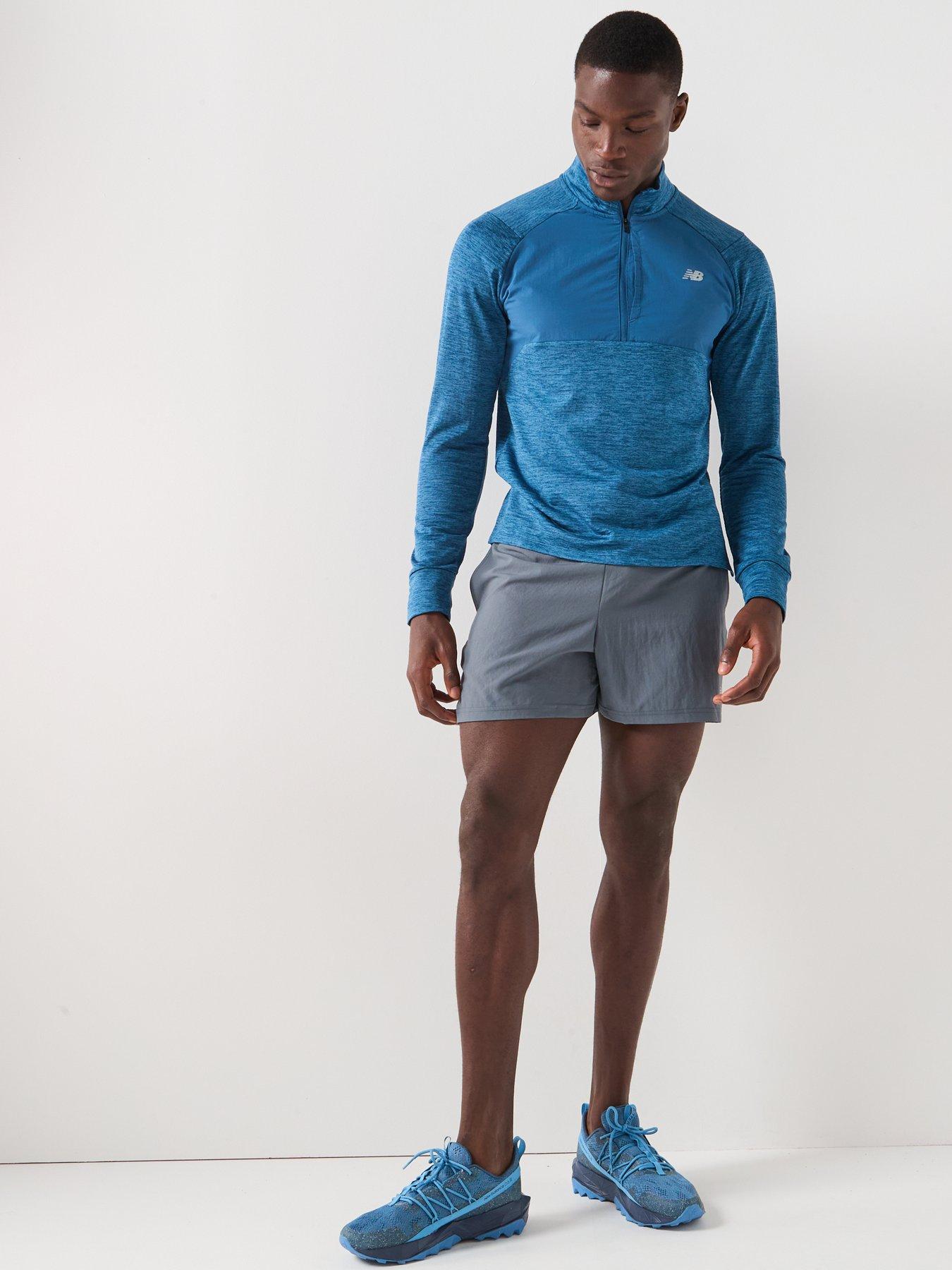 Image 3 of 5 of New Balance Mens Running Athletics Heat Grid 1/2 Zip Top - Blue