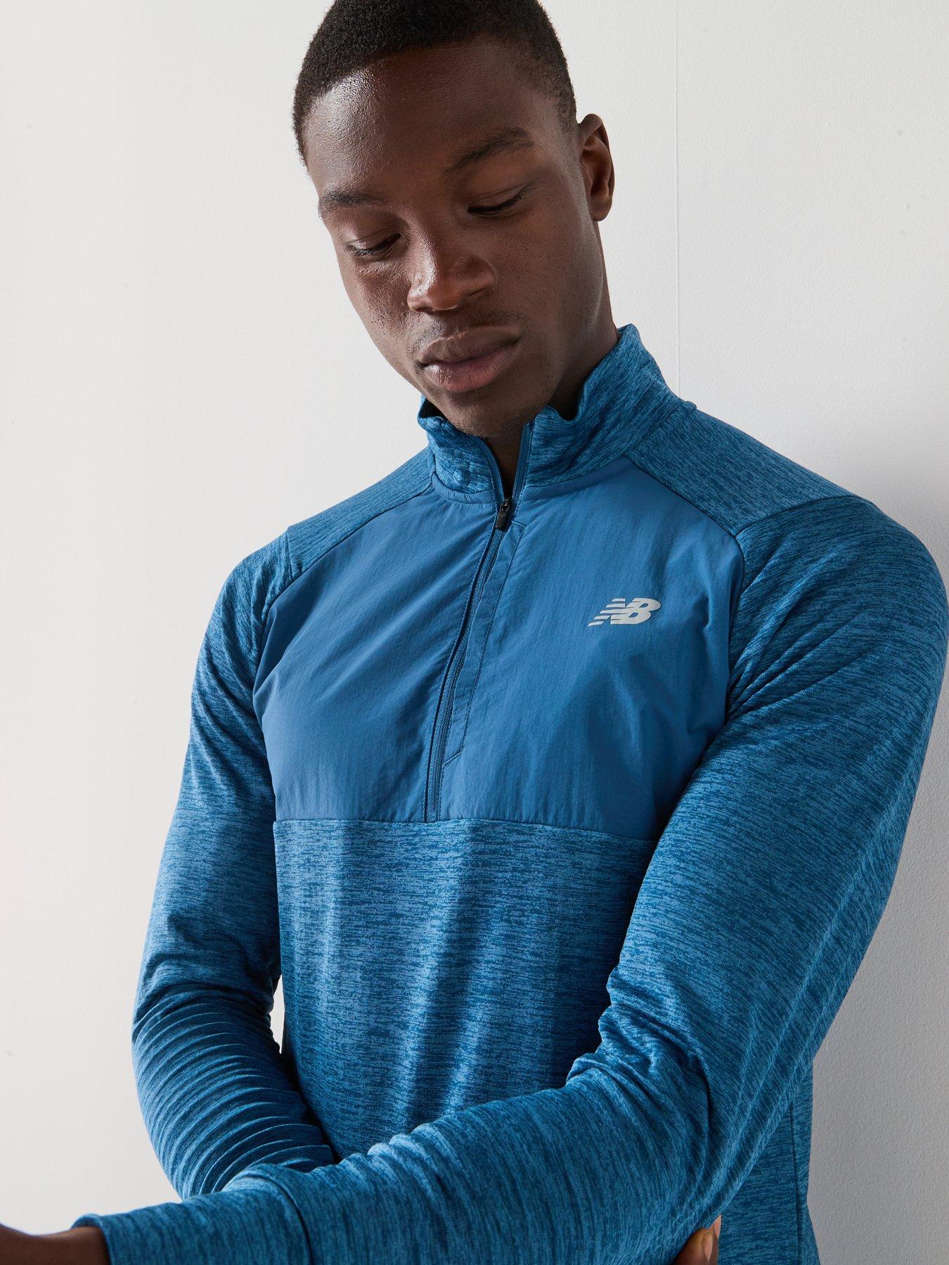Image 5 of 5 of New Balance Mens Running Athletics Heat Grid 1/2 Zip Top - Blue