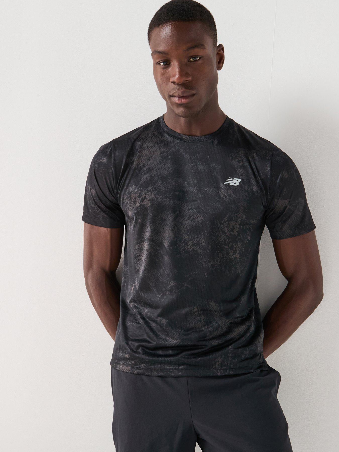 New Balance Mens Running Athletics Printed T-Shirt, Grey, Size 2Xl, Men