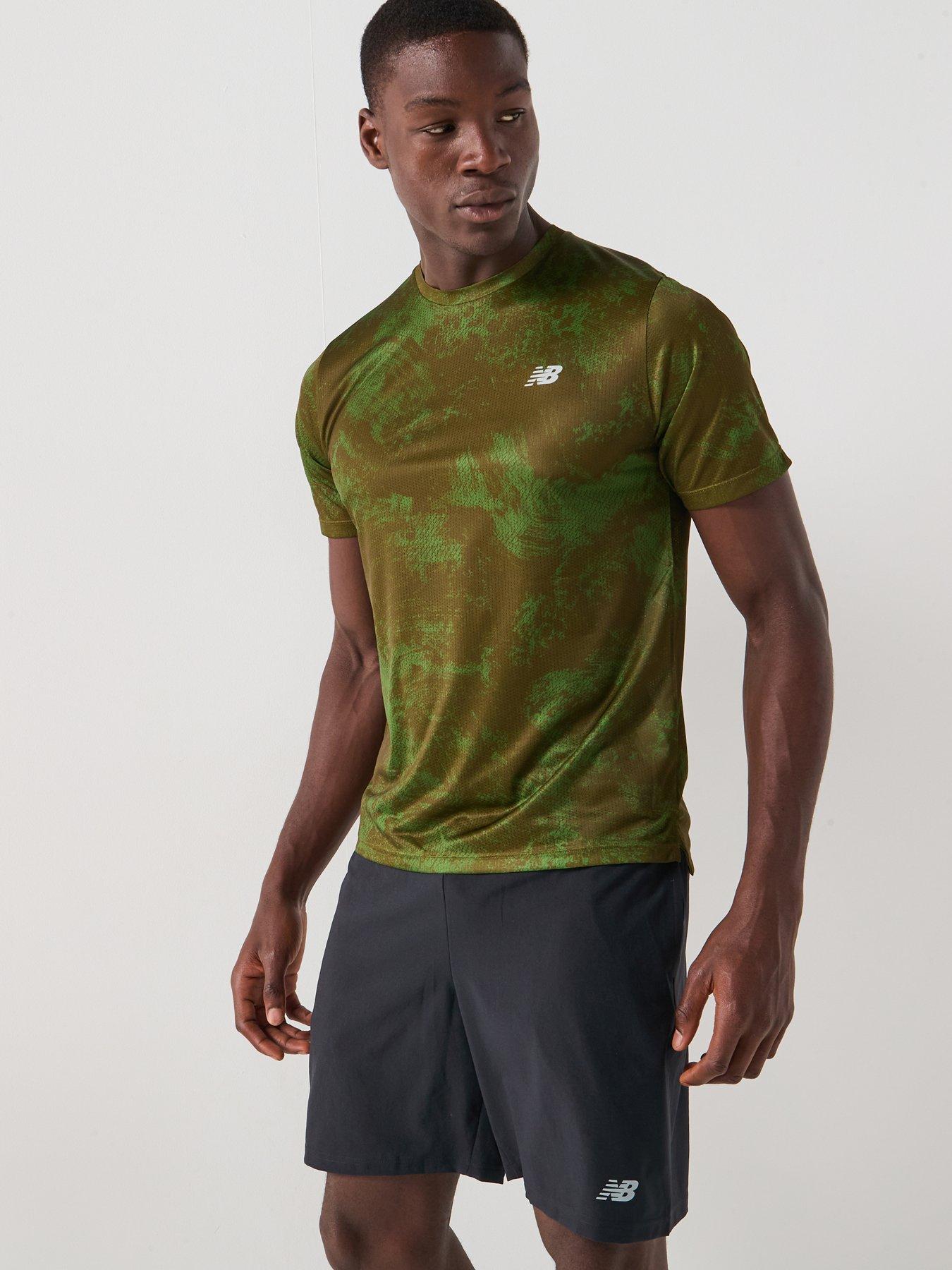 New Balance: Mens Running Athletics Printed T-Shirt - Green