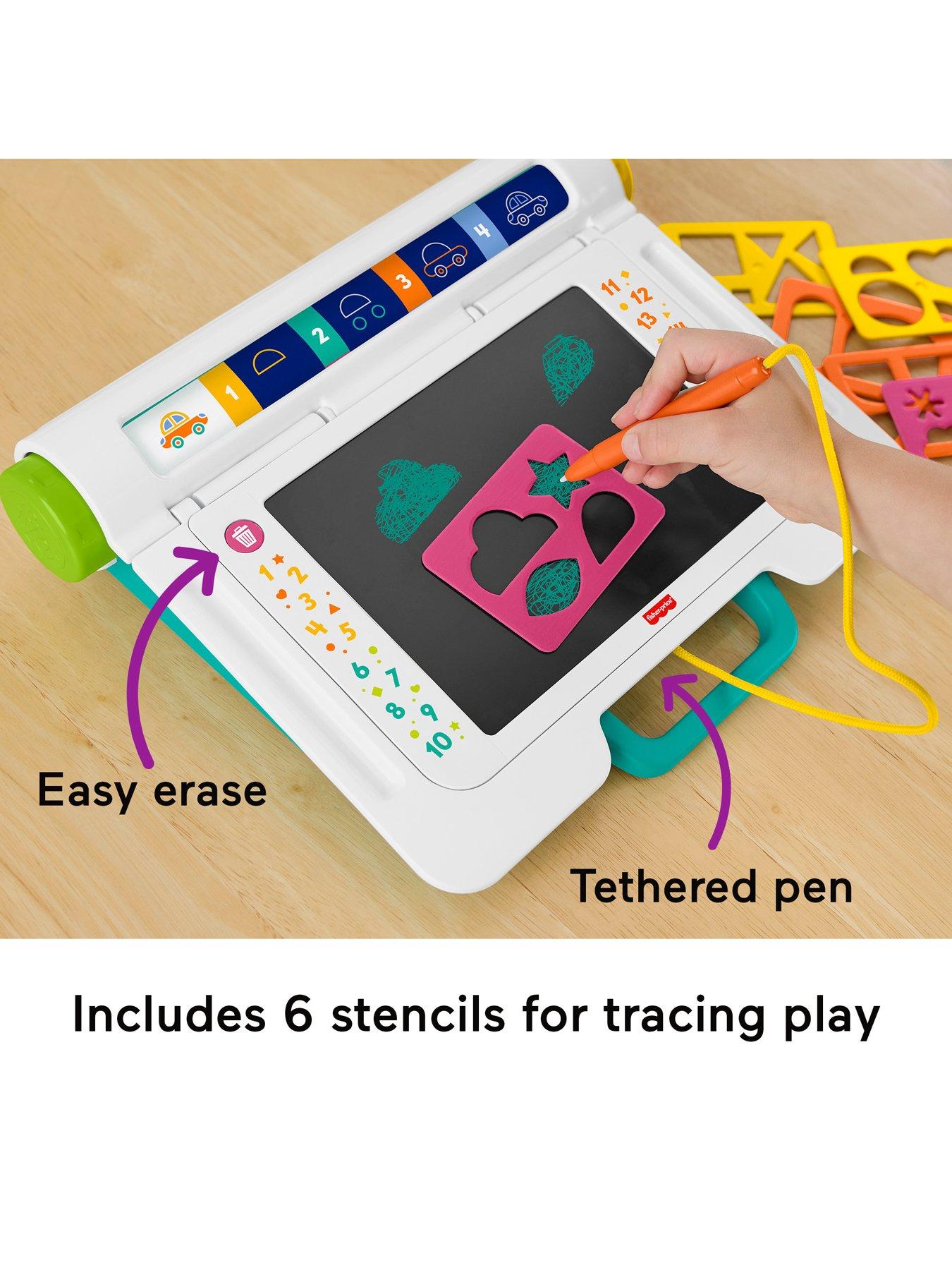 Image 3 of 7 of Fisher-Price Learn &amp; Doodle Desk, Mess-Free Writing &amp; Drawing Tablet with LCD Screen for Kids