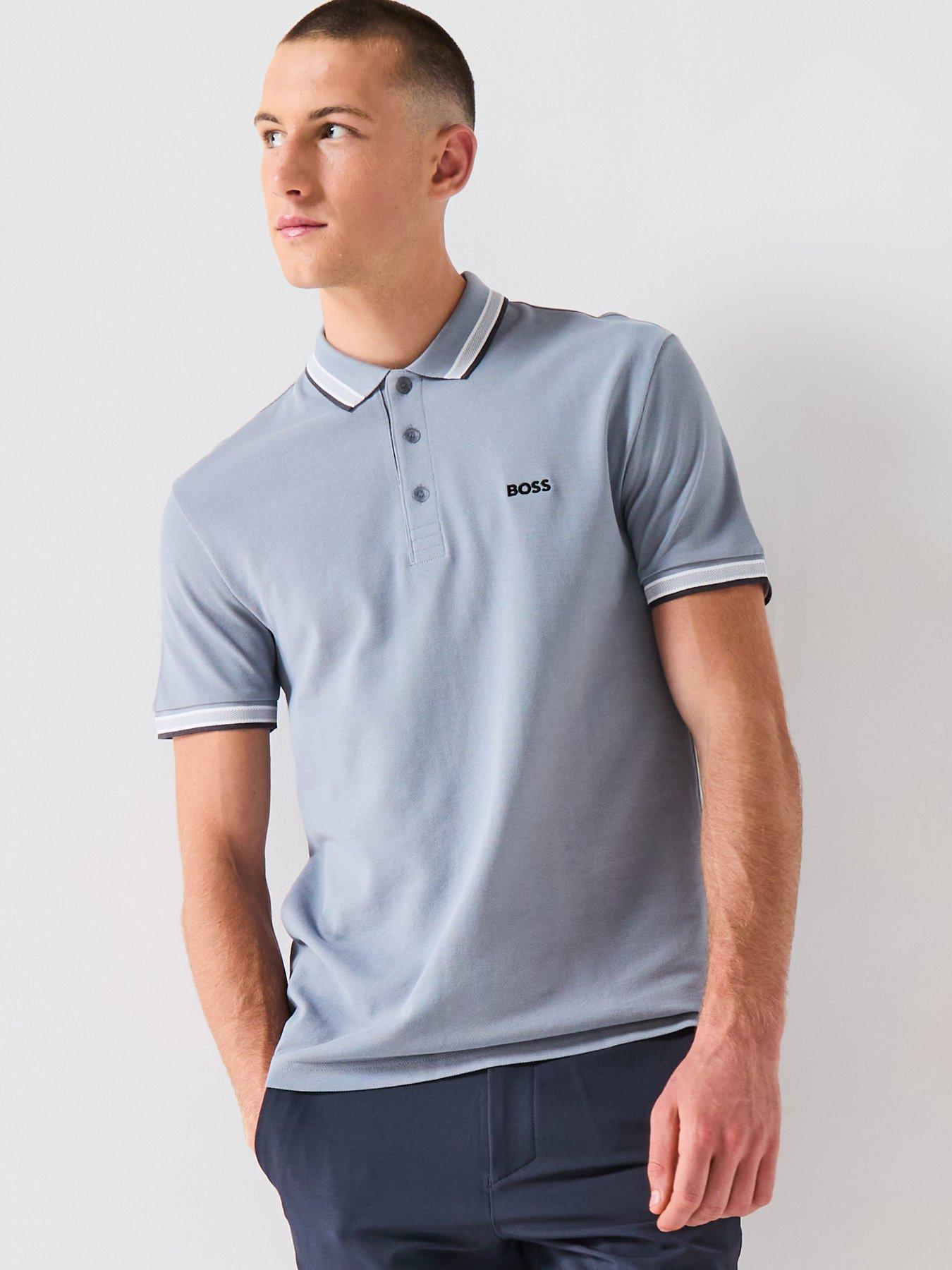 Image 1 of 4 of BOSS Paddy Regular Fit Tipping Polo Shirt - Dark Grey