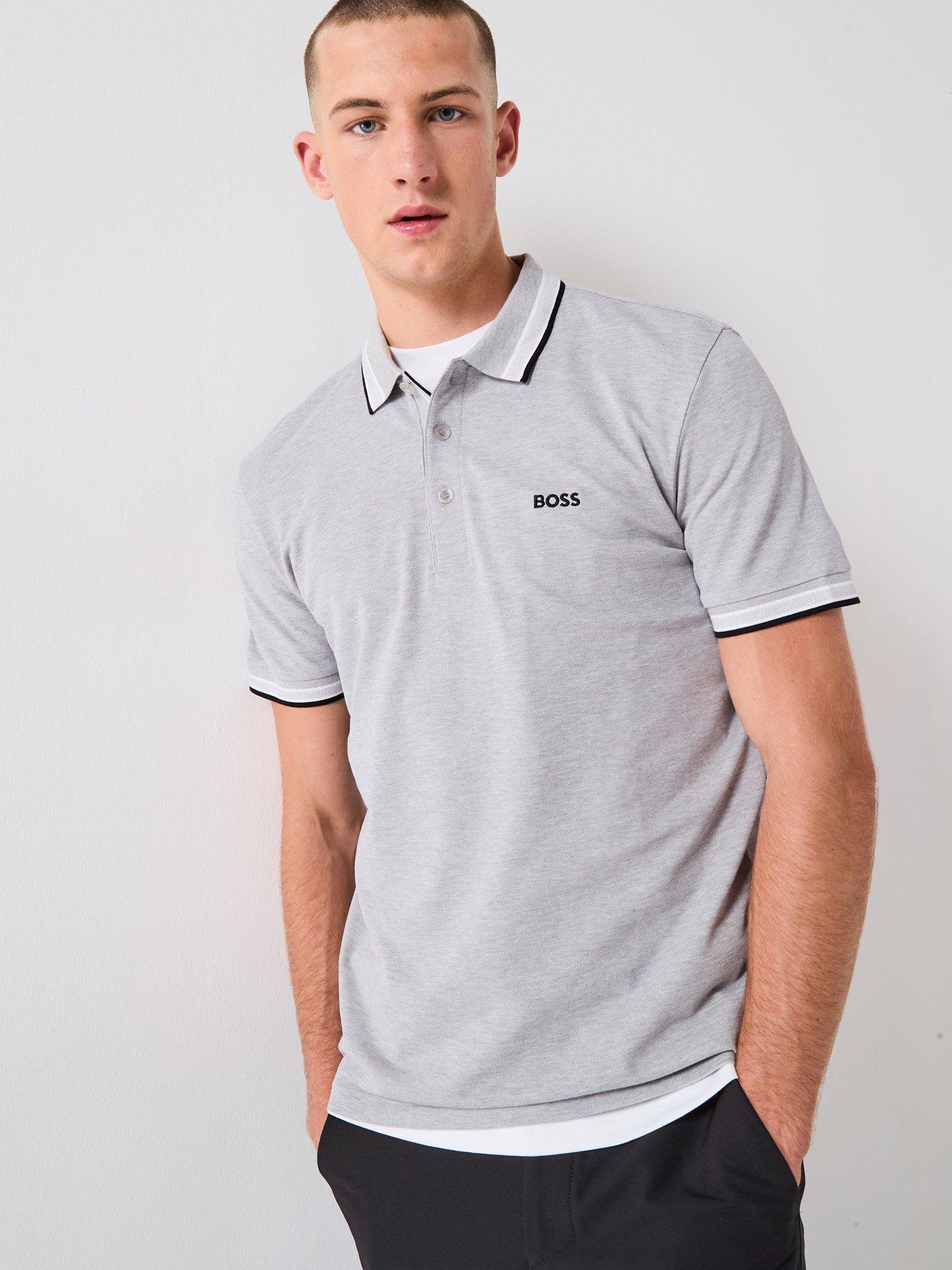 BOSS Paddy Regular Fit Tipping Polo Shirt - Grey