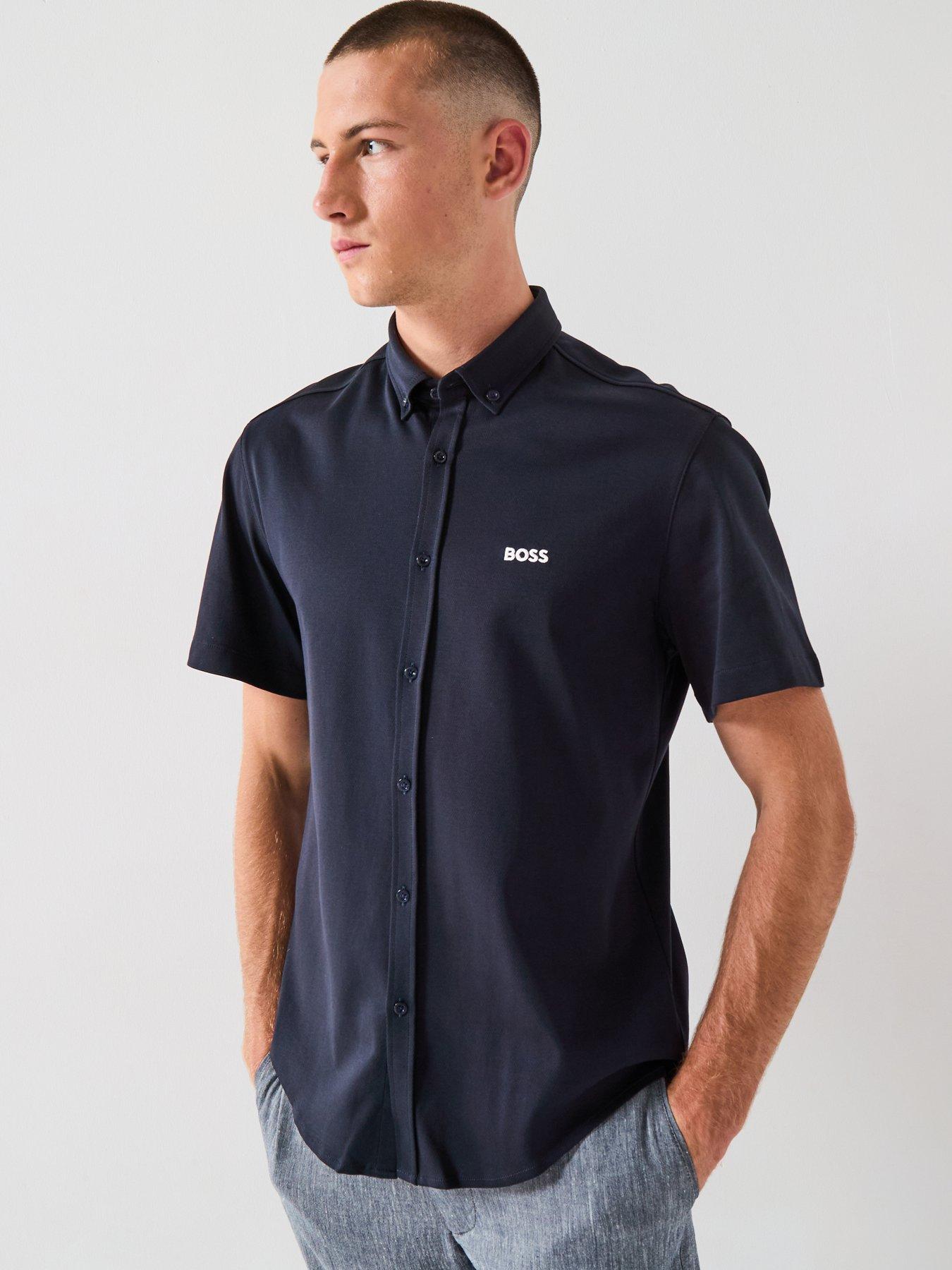 undefined Boss Motion Regular Fit Short Sleeve Shirt - Navy