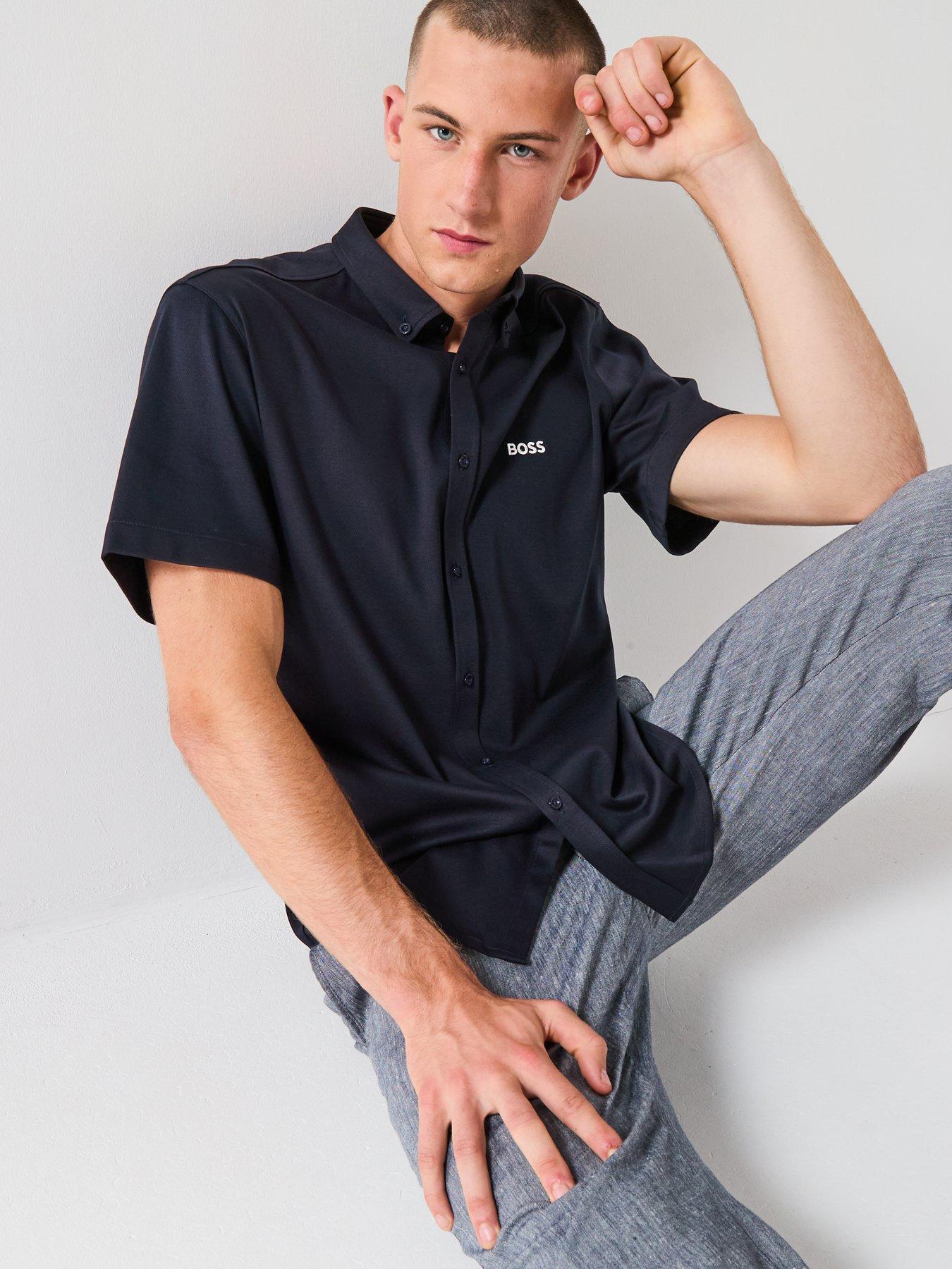 Image 5 of 5 of BOSS Motion Regular Fit Short Sleeve Shirt - Navy