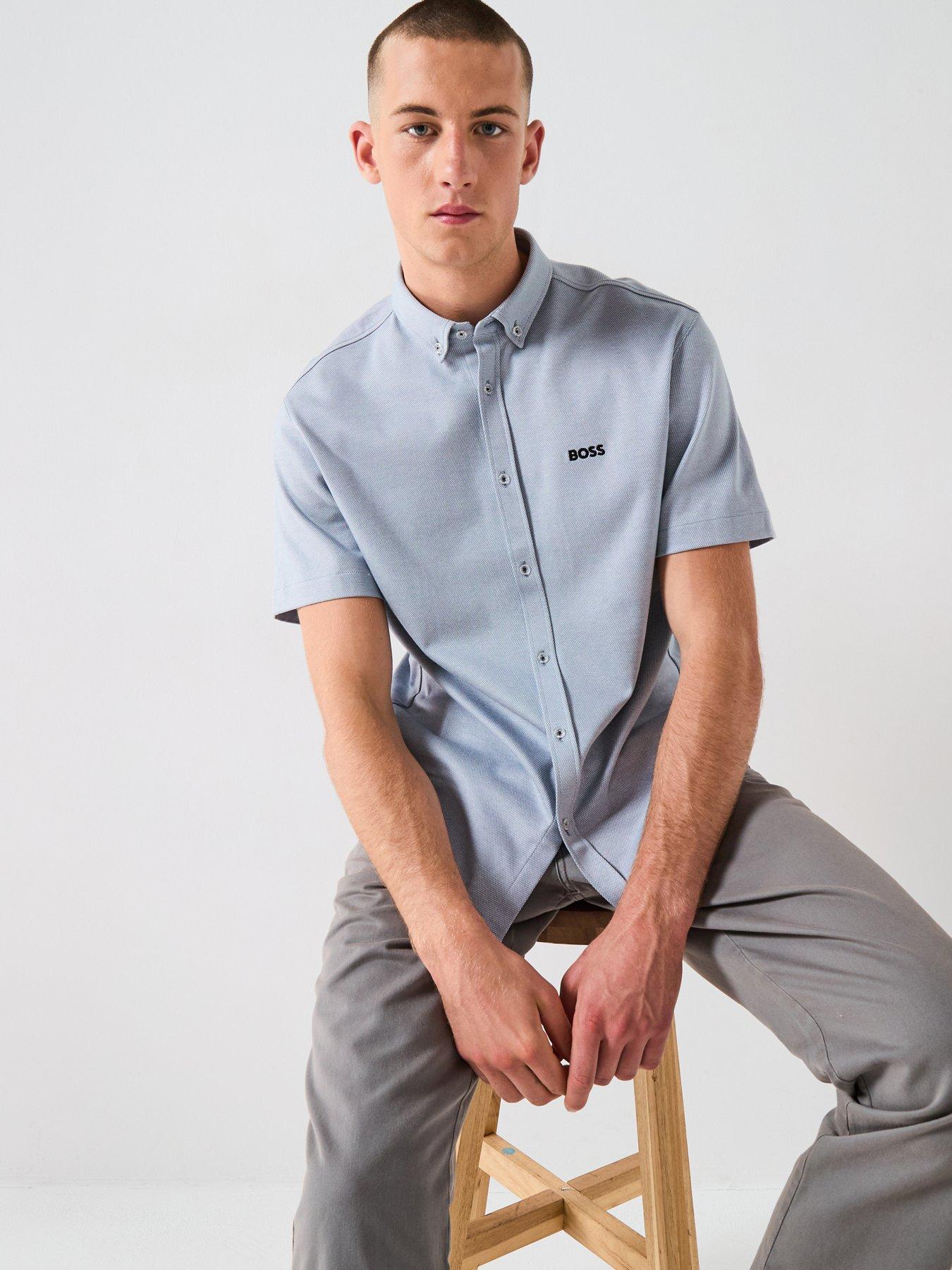 undefined Boss Motion Regular Fit Short Sleeve Shirt - Dark Grey