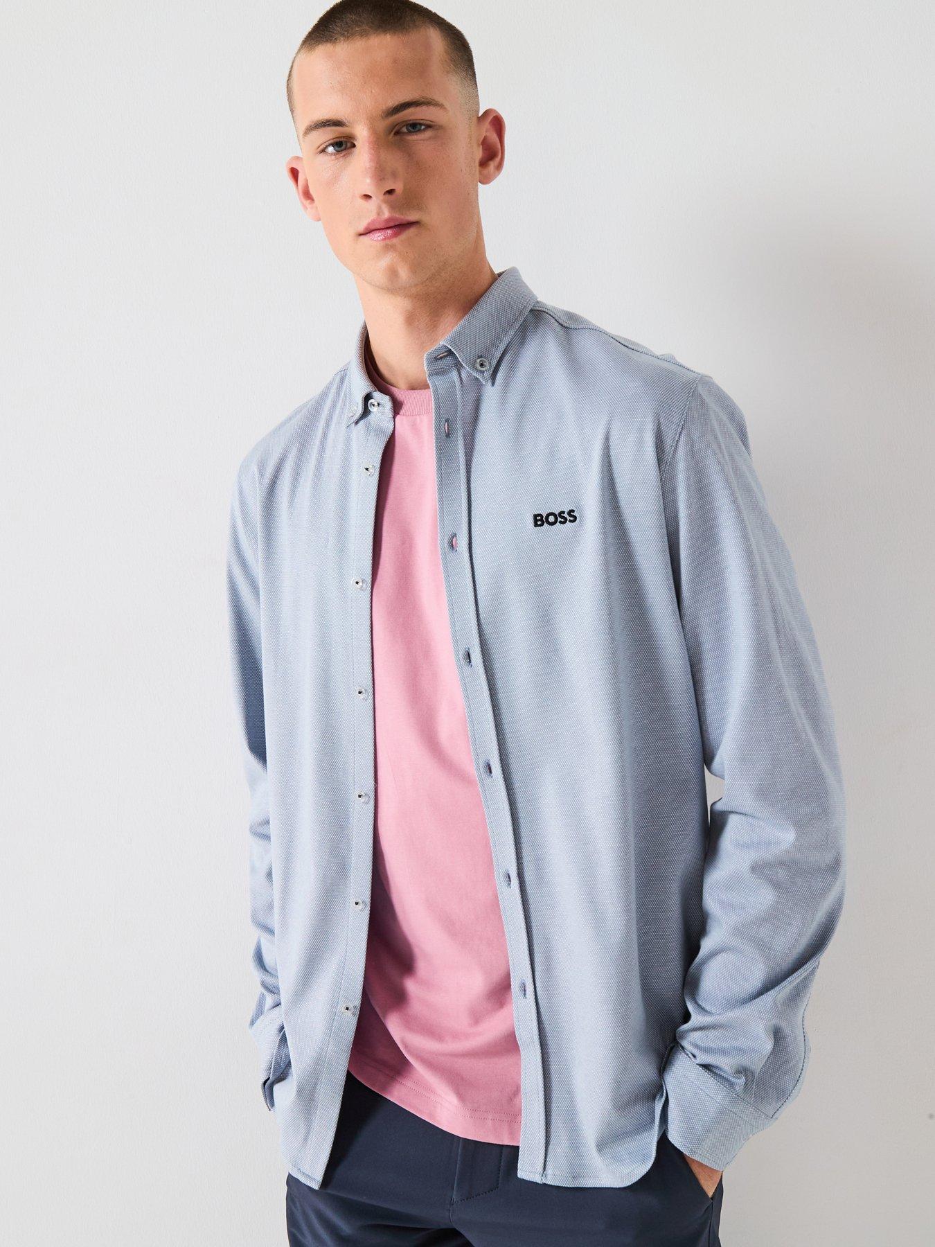 undefined Boss Motion Regular Fit Long Sleeve Shirt - Light Grey