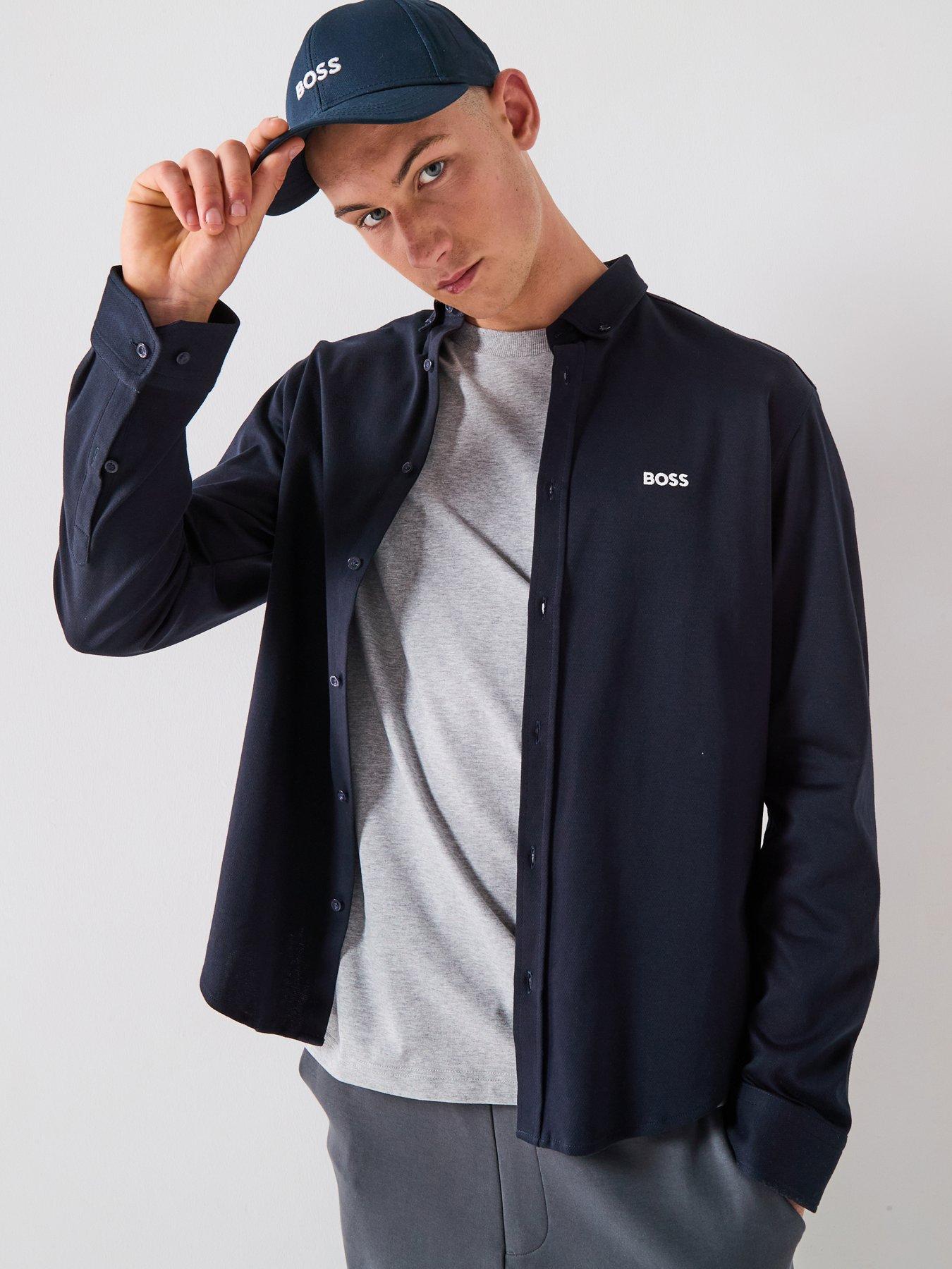 undefined Boss Motion Regular Fit Long Sleeve Shirt - Navy