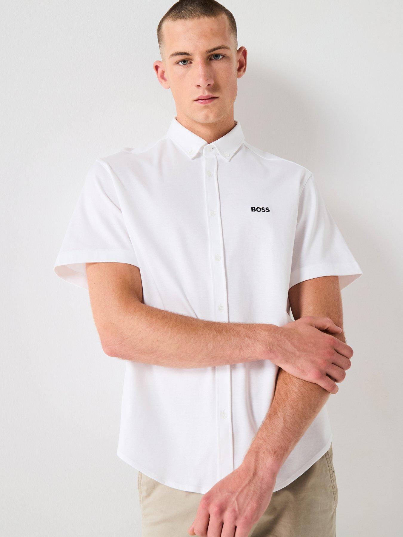BOSS Motion Regular Fit Short Sleeve Shirt White Very