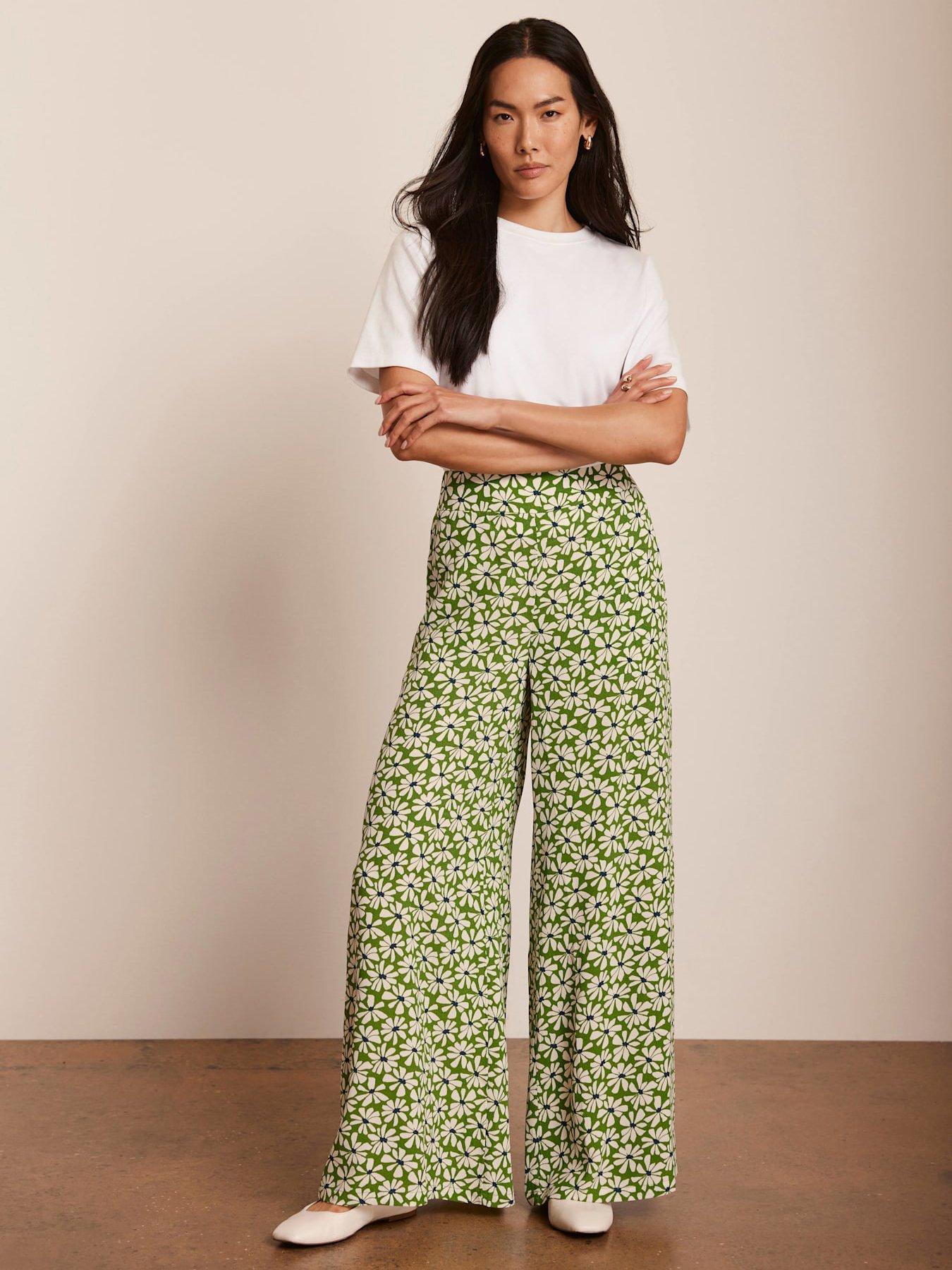 Mint Velvet Green Floral Print Wide Trousers | Very