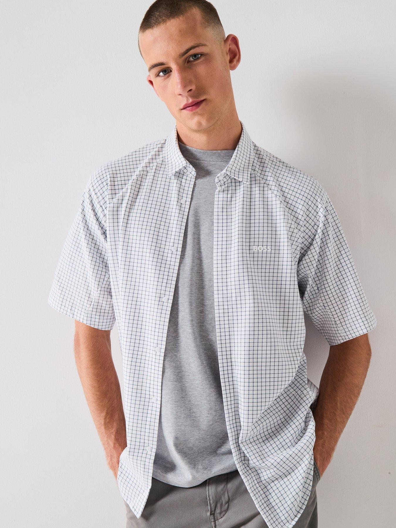 undefined Excurse Regular Fit Grid Short Sleeve Shirt - White