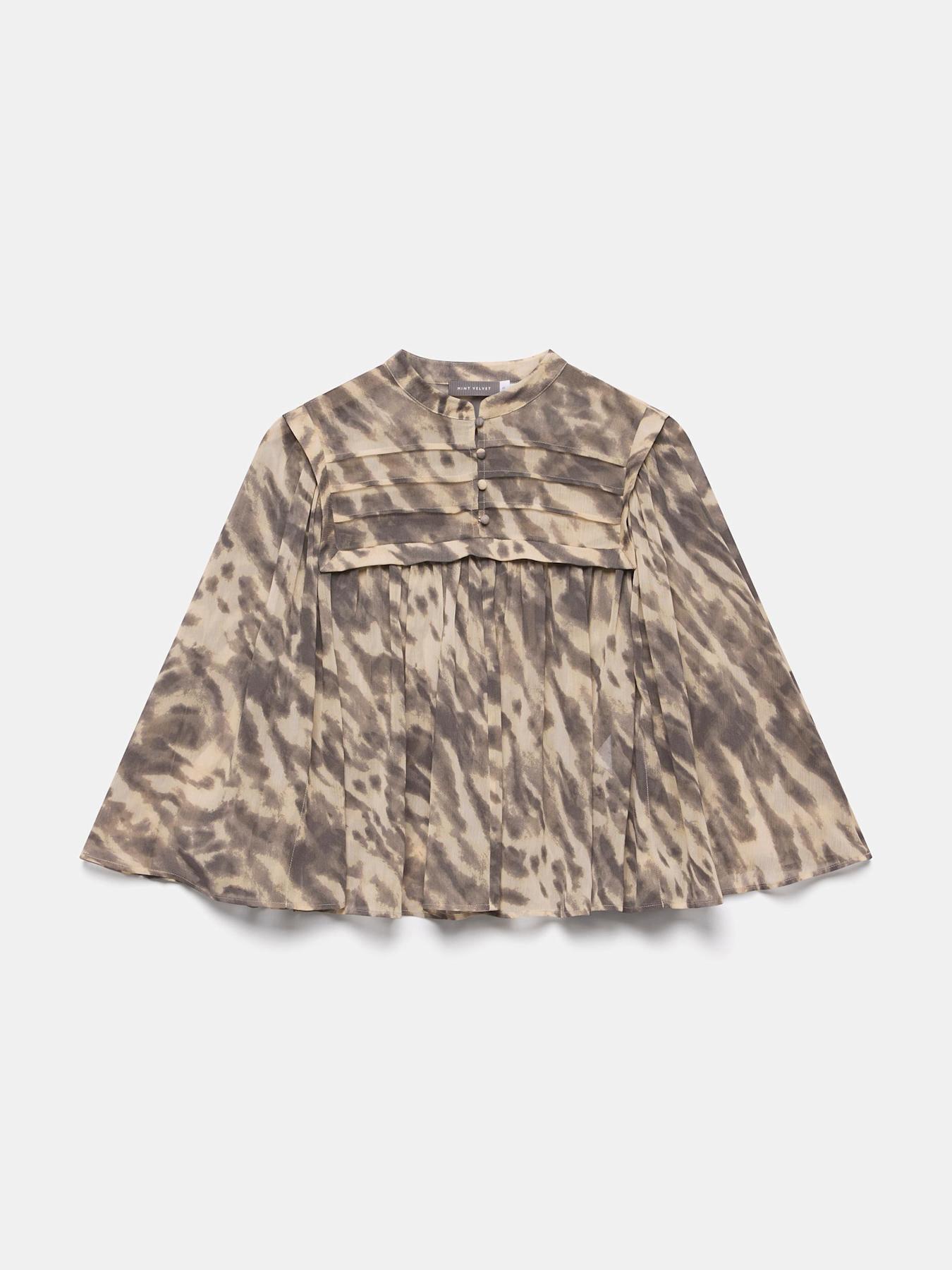 undefined Neutral Animal Print Blouse - Beige
