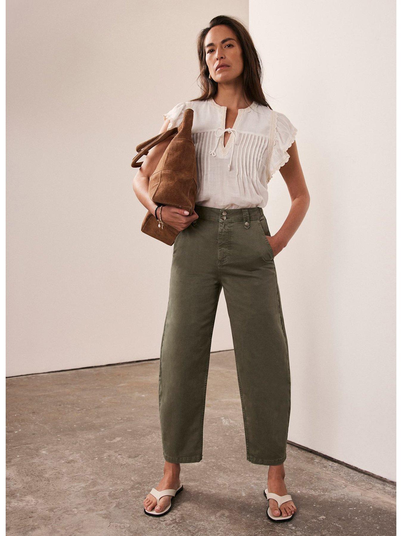 undefined Khaki Barrel Chino Trouser