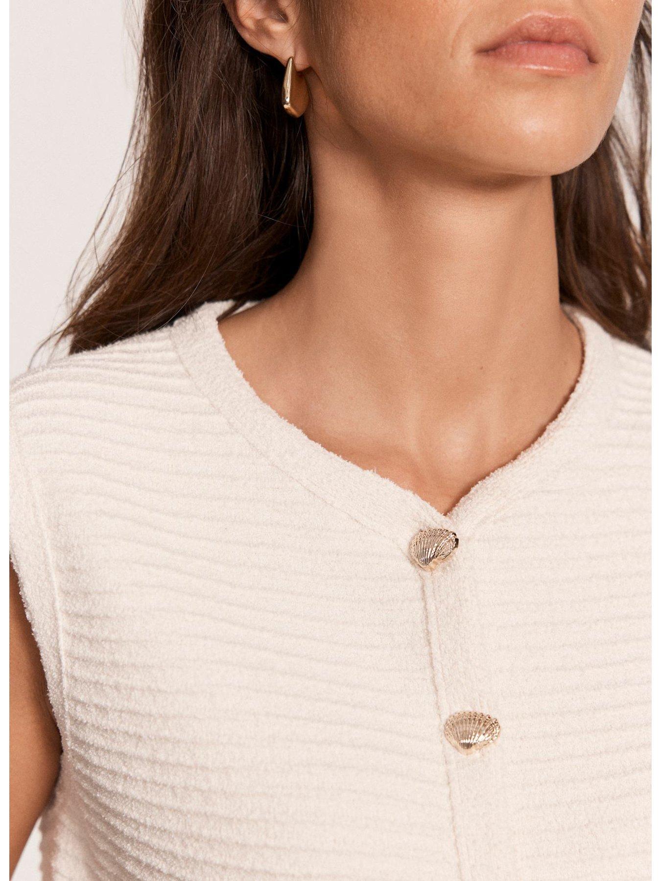 Image 4 of 6 of Mint Velvet Ribbed Button Waistcoat - Cream