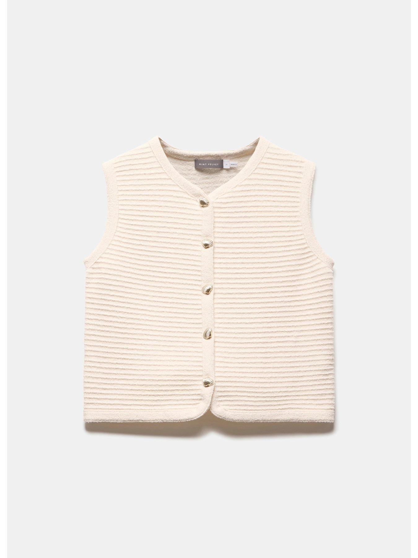 Image 5 of 6 of Mint Velvet Ribbed Button Waistcoat - Cream