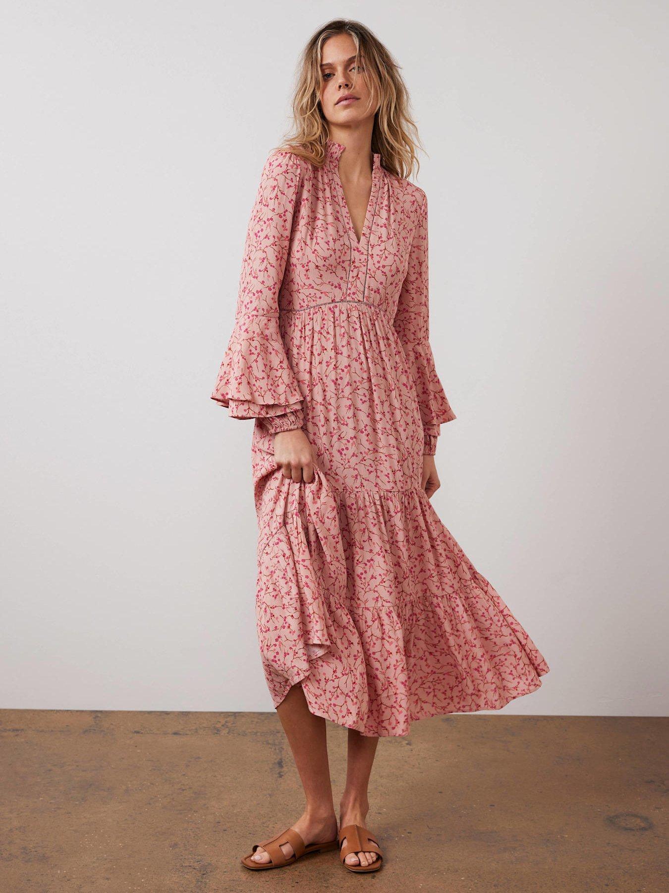 undefined Pink Floral Print Maxi Dress