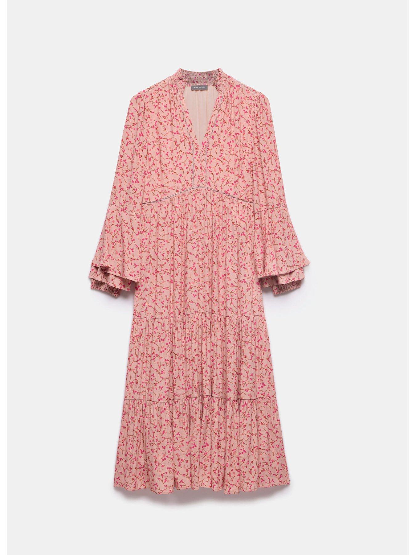 mint velvet pink dress Mint Velvet Women's Floral Print Ruffle Mini Dress - Pink