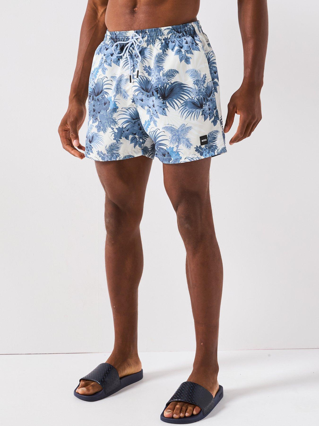 undefined Piranha Floral Print Swimshorts - Light Blue