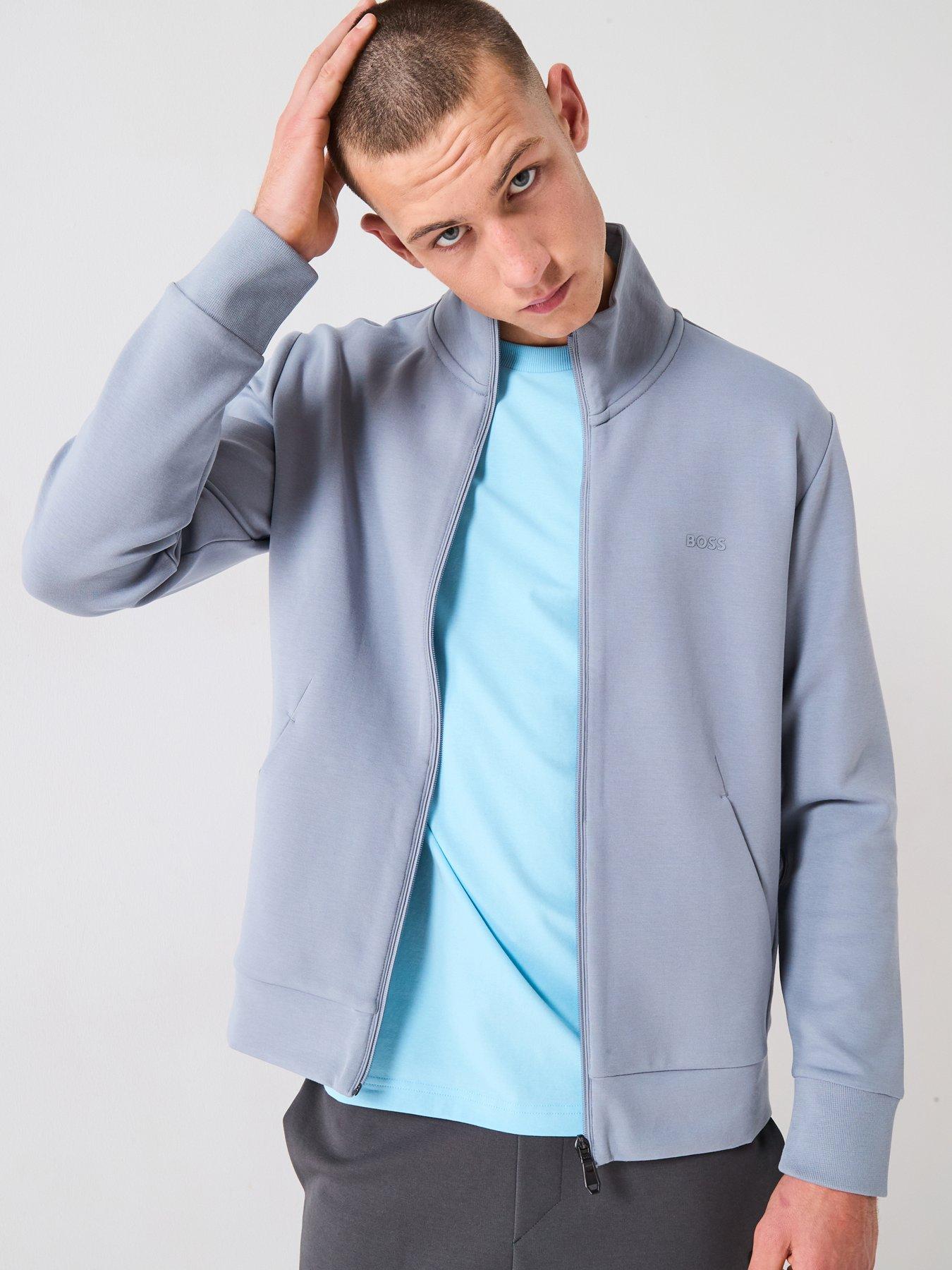 undefined Skaz Logo Zip Thru Track Top - Light Grey
