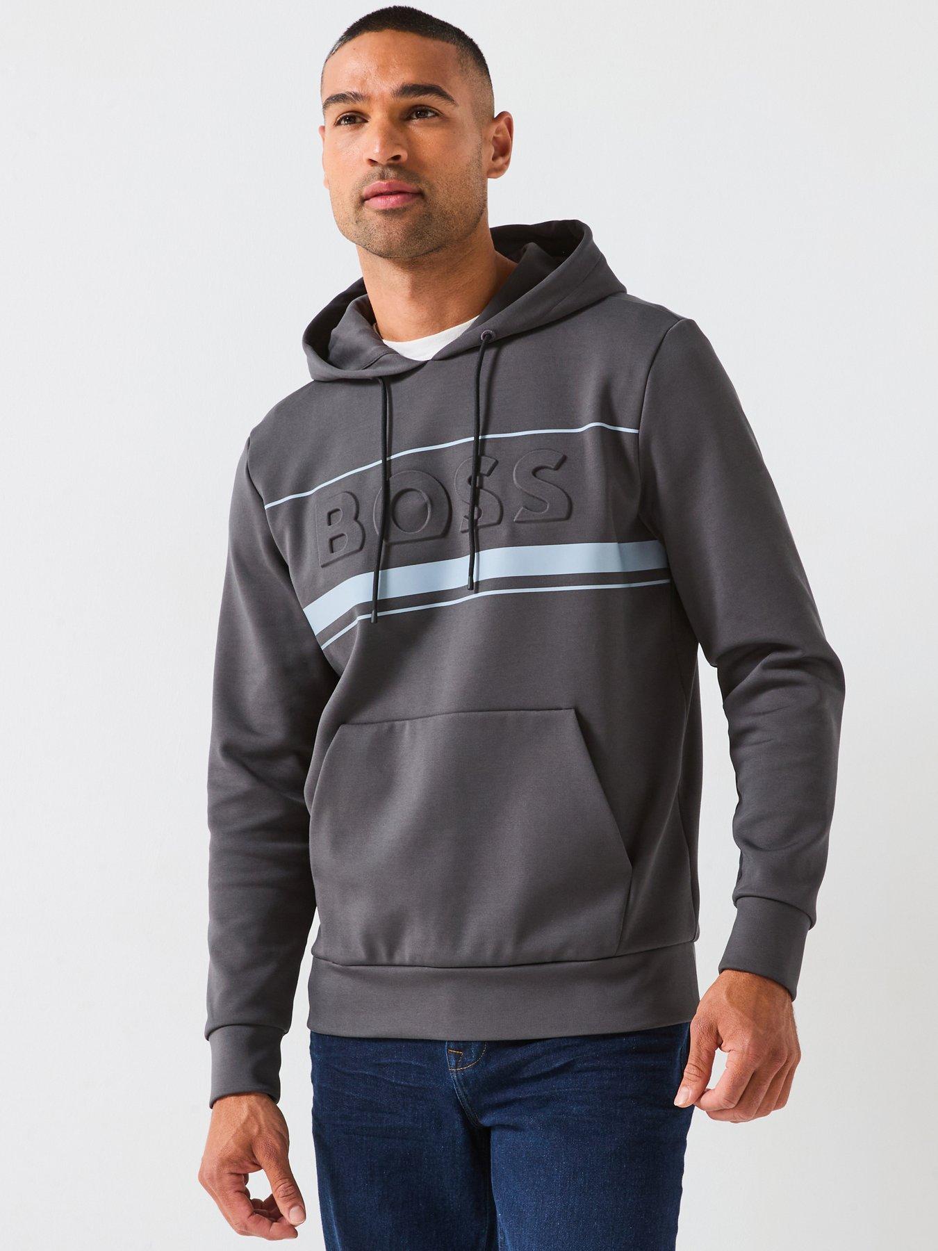 undefined Boss Soody Zone Regular Fit Logo Overhead Hoodie - Dark Grey