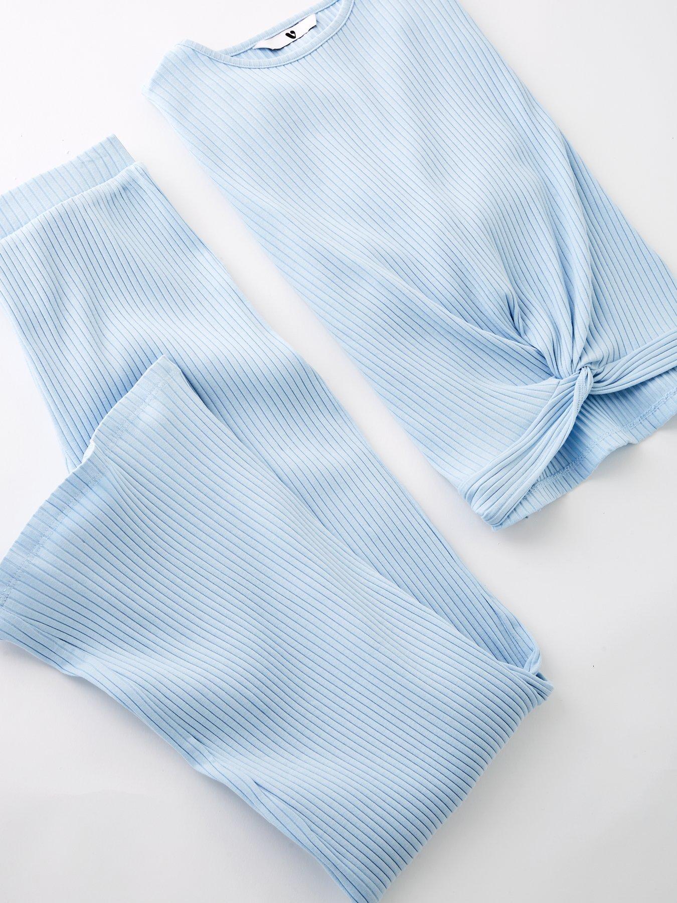 Image 3 of 5 of V by Very Girls Twisted Front Knot Long Sleeve Pyjamas - Blue
