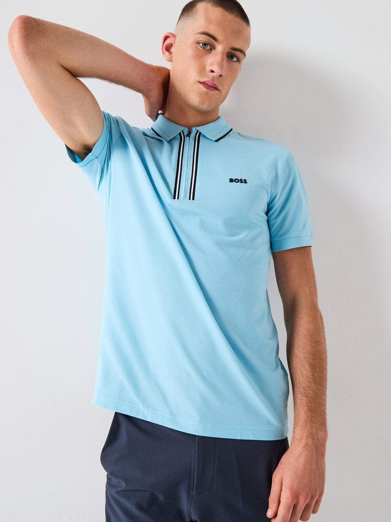 undefined Boss Philix Goc Zip Neck Slim Fit Polo Shirt - Light Blue