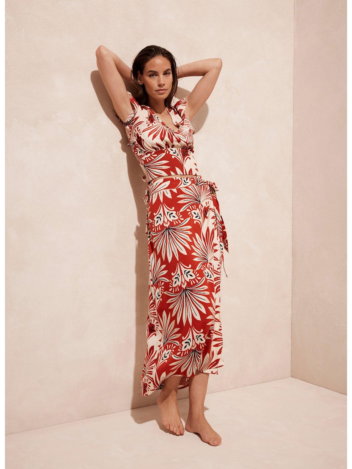 Amanda Wrap Skirt - Red Printed