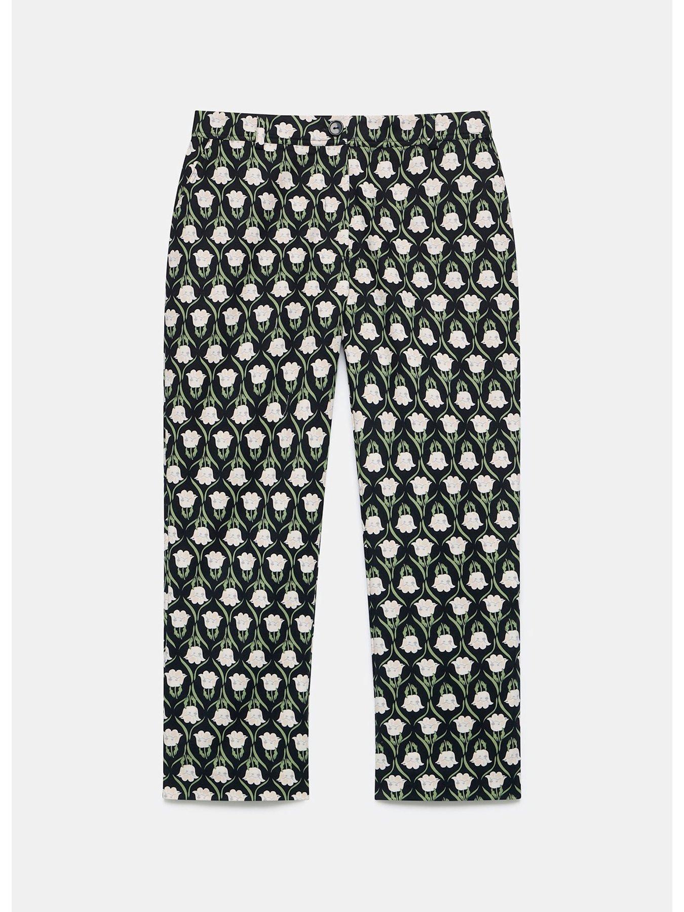 Mint Velvet Floral Print Capri Trousers - Black | Very