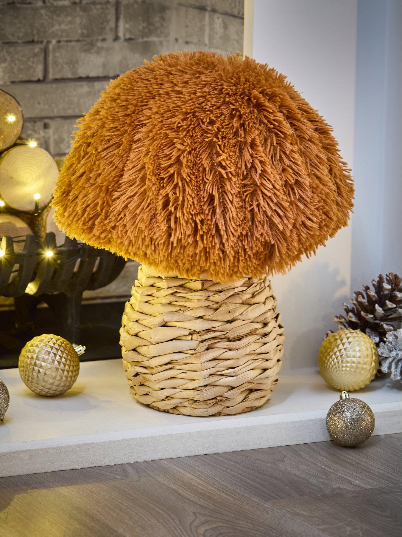 Heaven Sends Fur and Rattan Toadstool Christmas Decoration