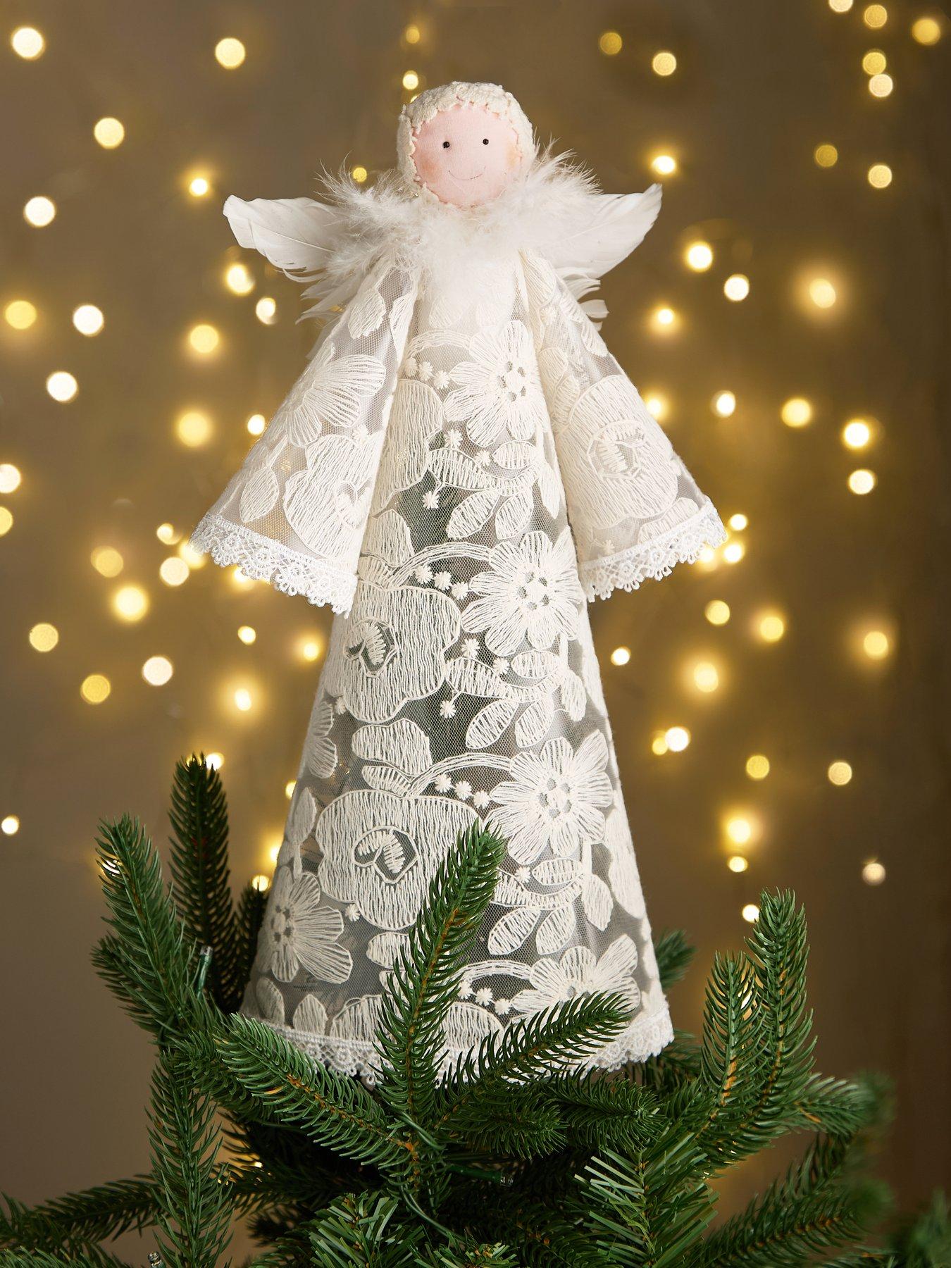 Heaven Sends Tall Lace Angel Christmas Tree Topper