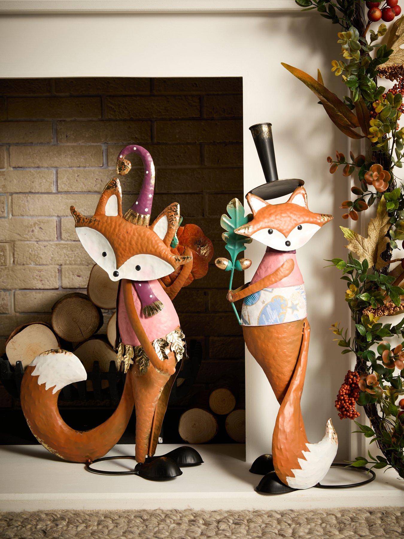 undefined Set of 2 Standing Fox Autumn Decorations